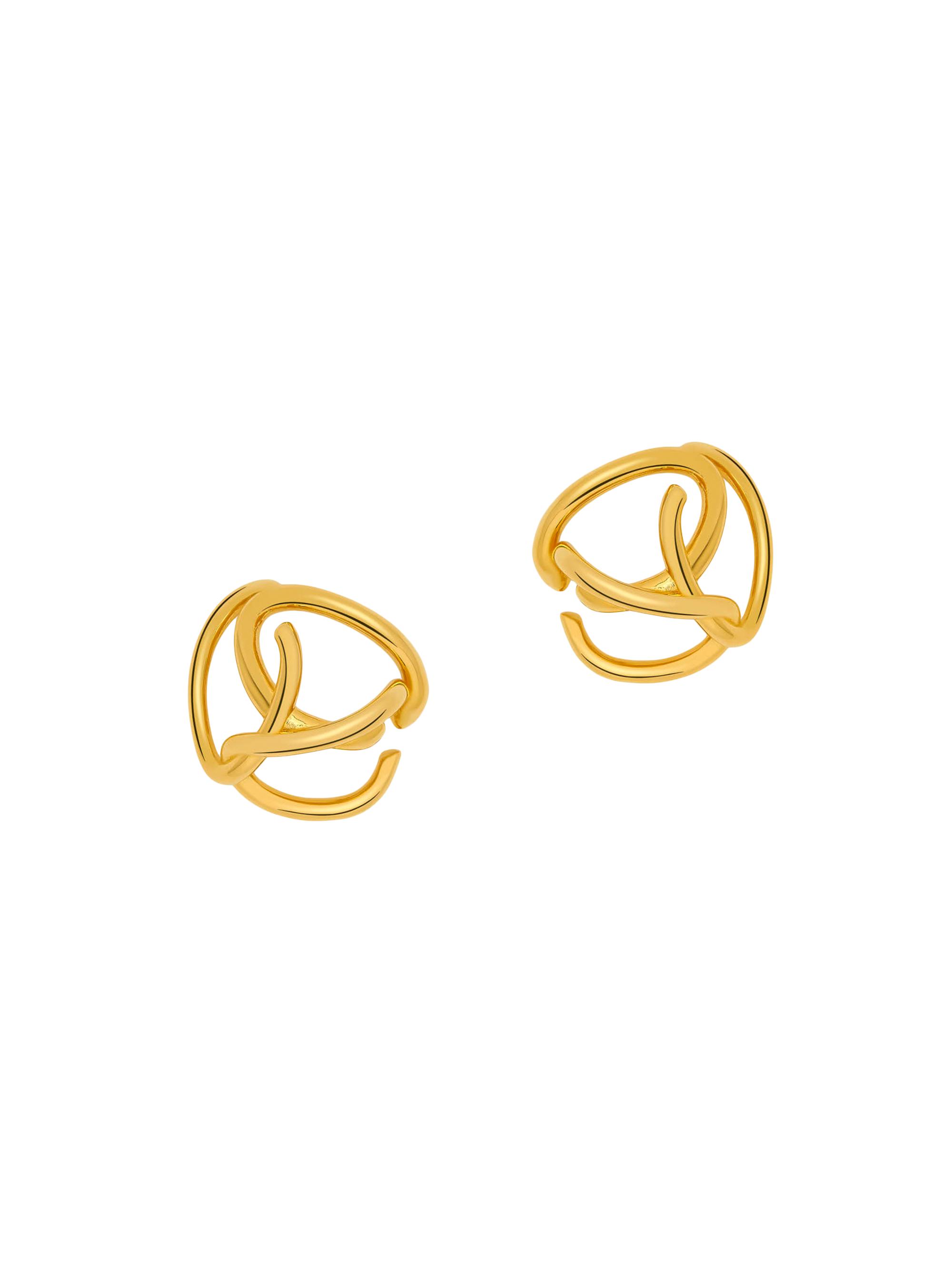 Oscar de la Renta Women's Braided O Ring 24K-Gold-Plated Brass Stud Earrings - Gold