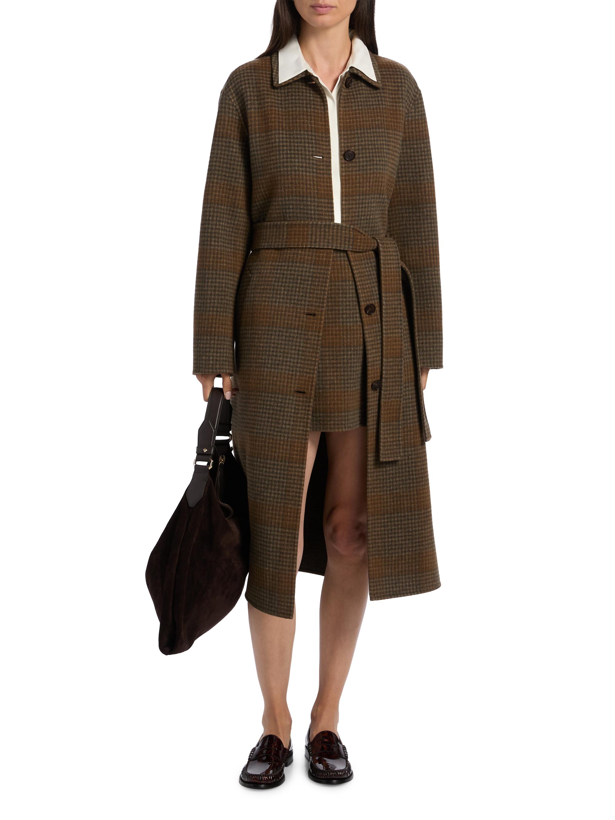 Theory Plaid Wool-Cashmere Single-Breasted Belted Coat | Saks