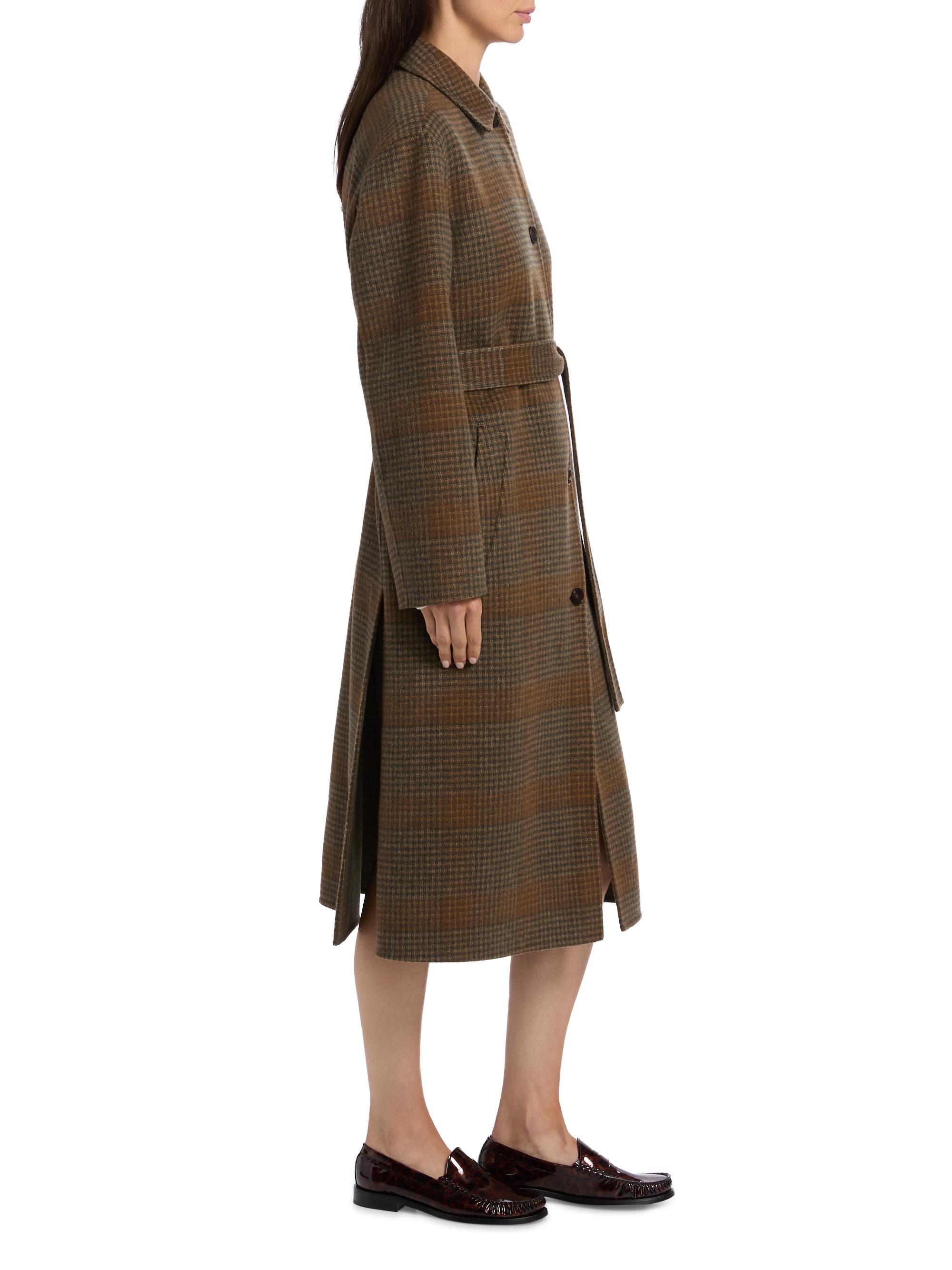 Theory Plaid Wool-Cashmere Single-Breasted Belted Coat | Saks