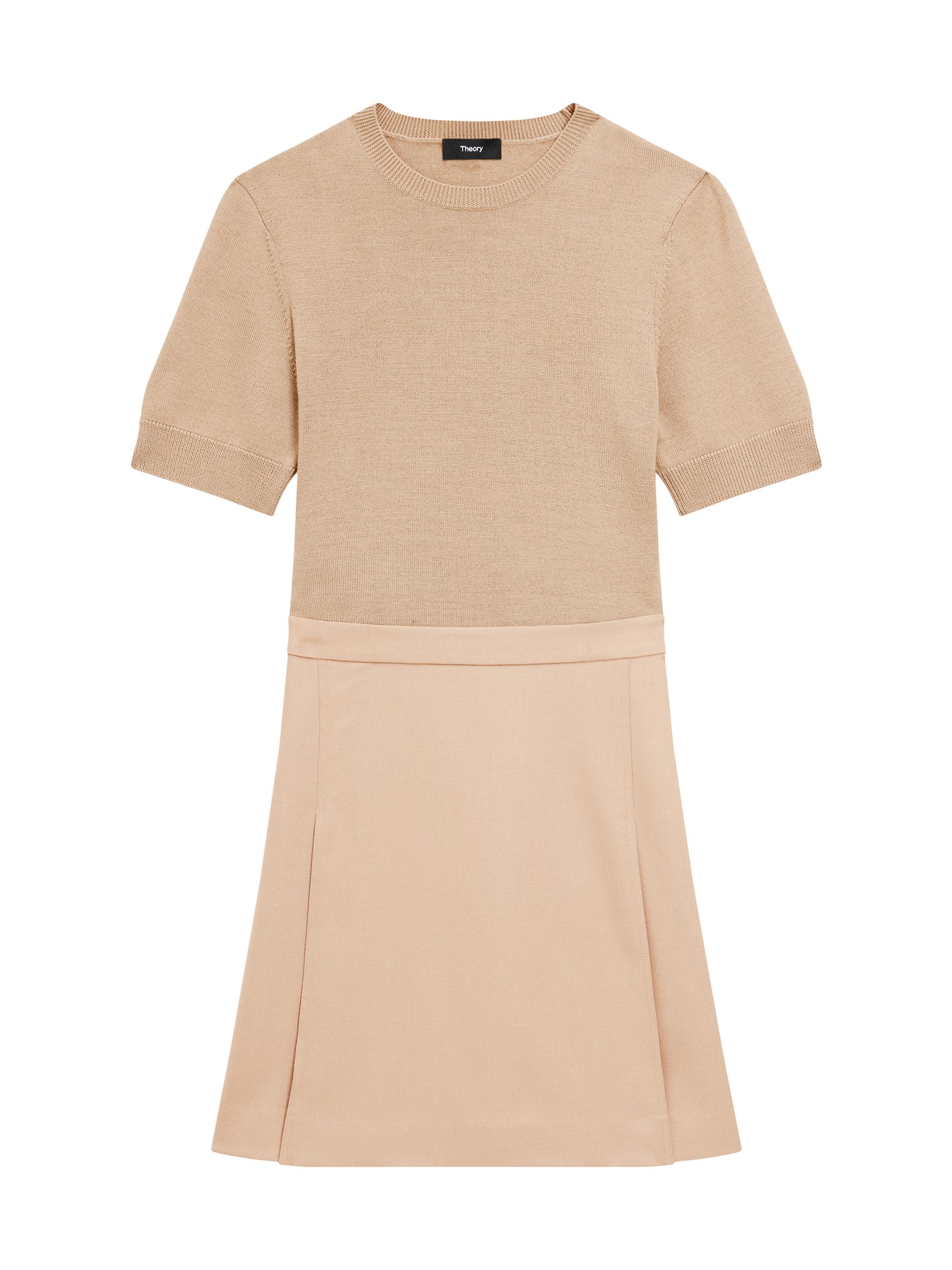 Theory Women's Wool-Blend Combo Minidress - New Camel
