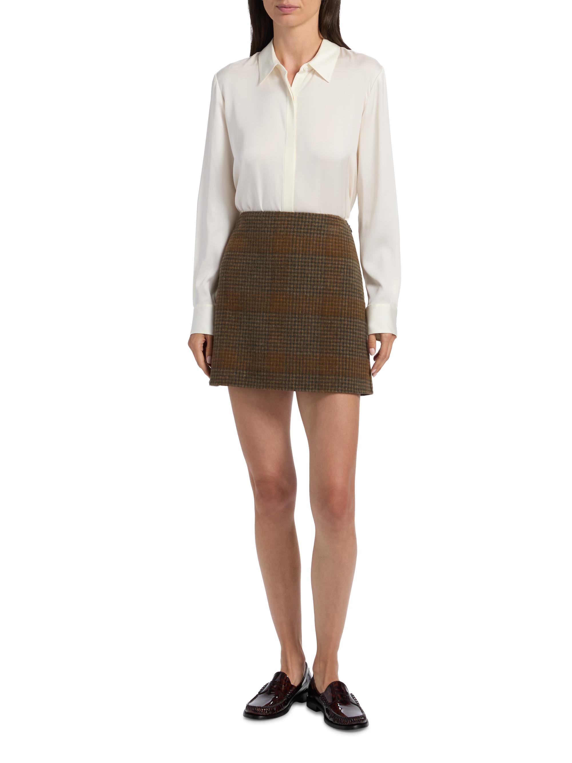 Theory Plaid Wool-Cashmere A-Line Miniskirt | Saks Fifth Avenue