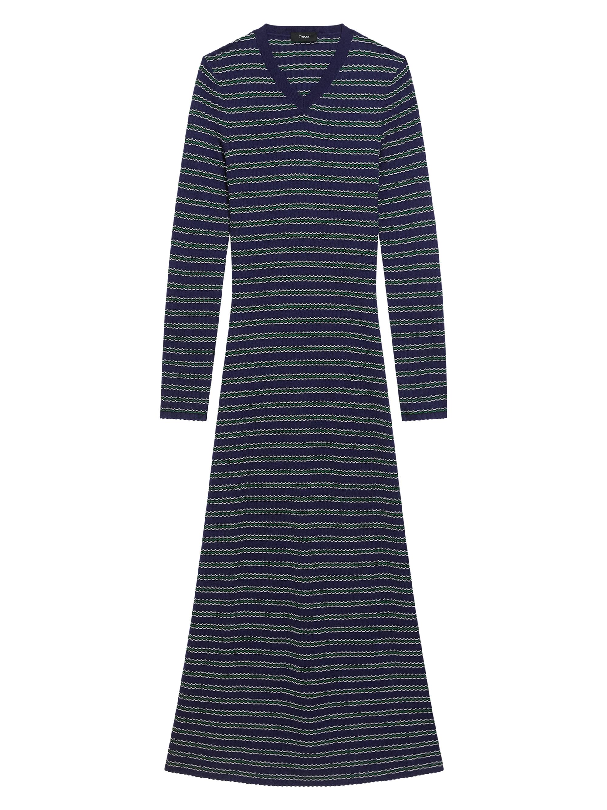 Theory Women's Striped Merino Wool Maxi Dress - Deep Navy