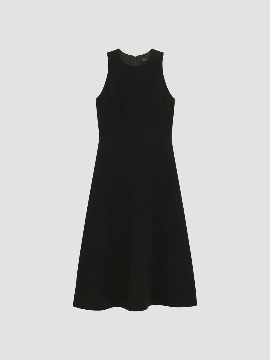 theory a line midi dress Easy Sleeveless A-Line Midi-Dress cocktail party Favoffer A-Line Flare Dress Size:Pre-order 12 hip slip pockets and