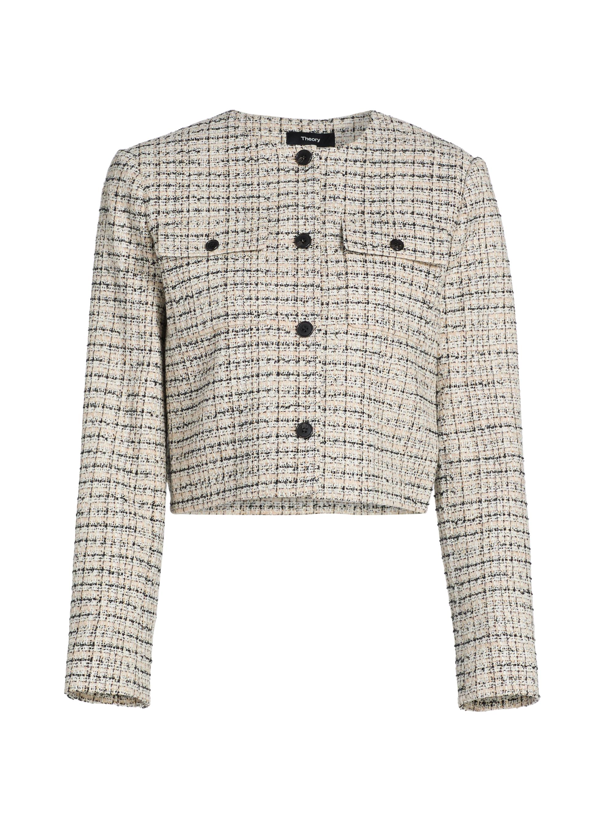 Theory Wool-Blend Tweed Crop Jacket | Saks Fifth Avenue