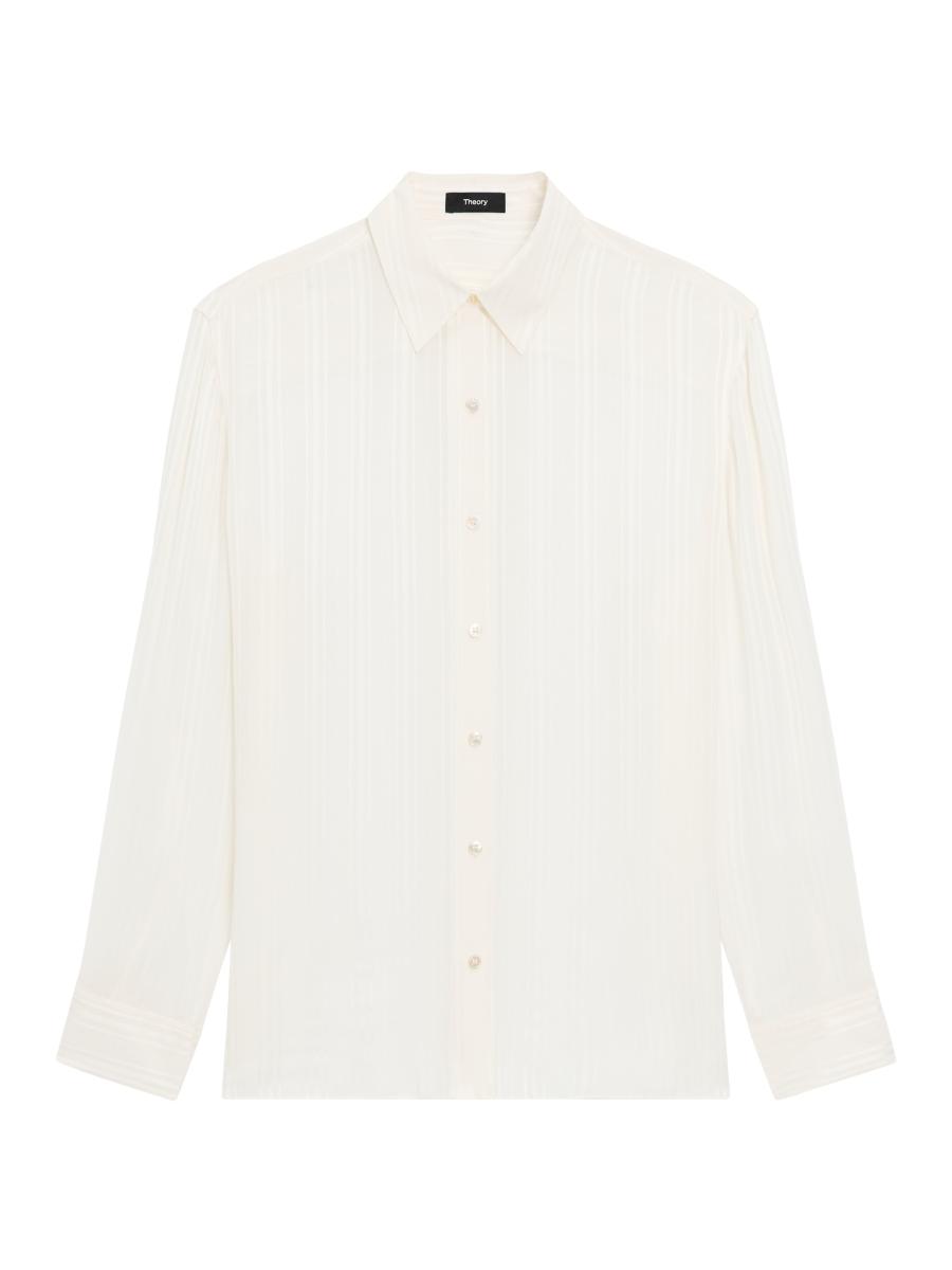 Theory Women's Classic Striped Button-front Shirt In White