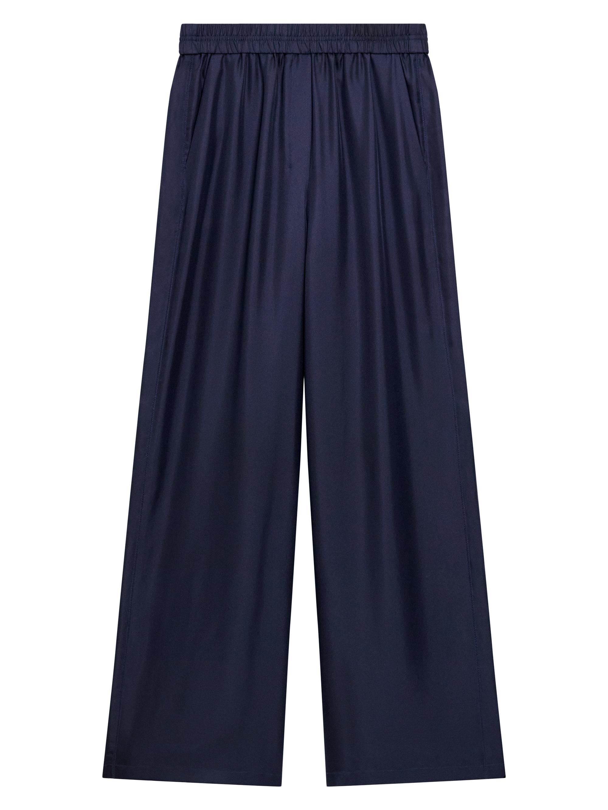 Theory Women's Silk Elasticized Wide-Leg Pants - Nocturne Navy