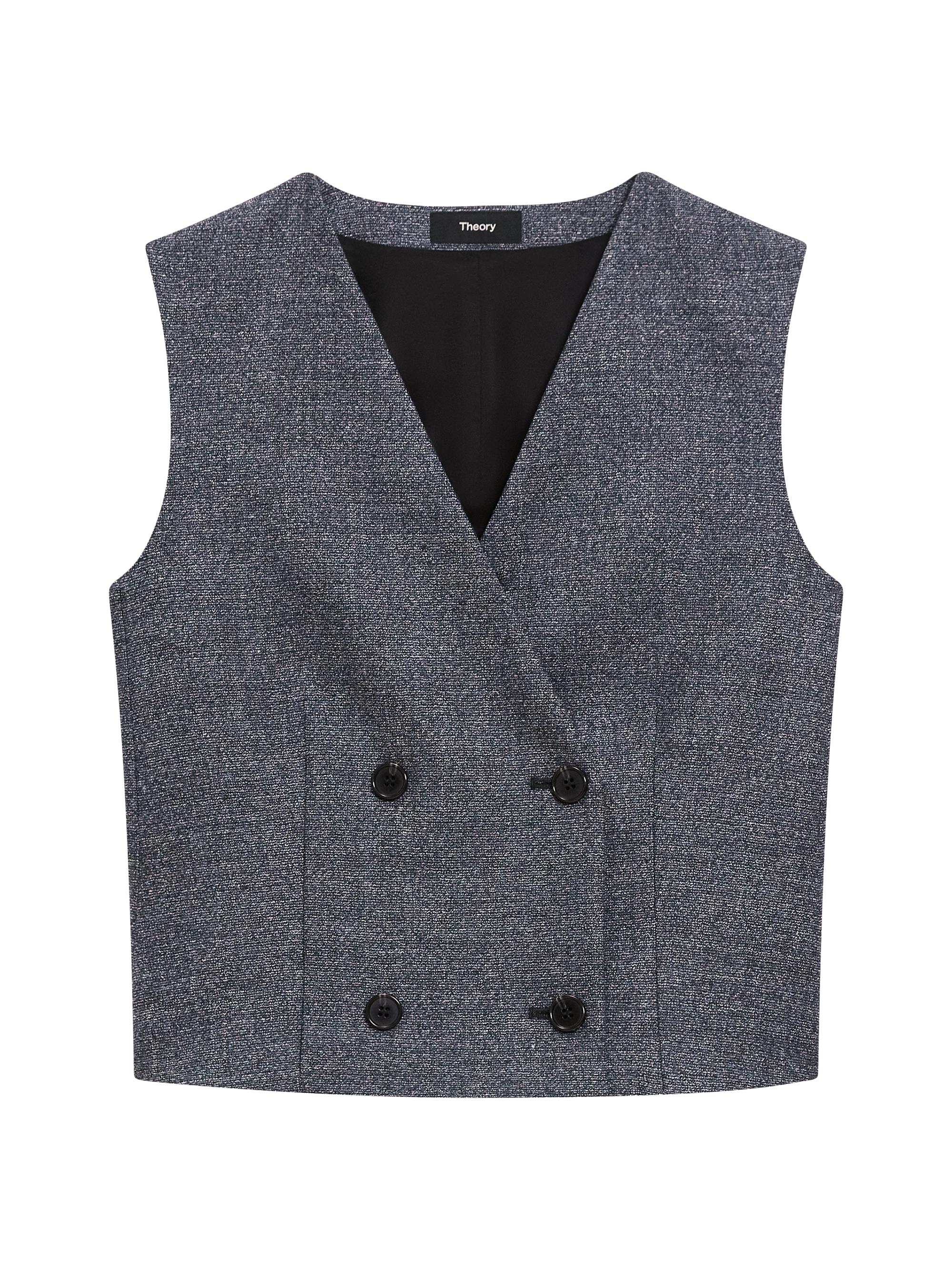 Theory Women's Shrunken Double-Breasted Virgin Wool Vest - Pepper Multi