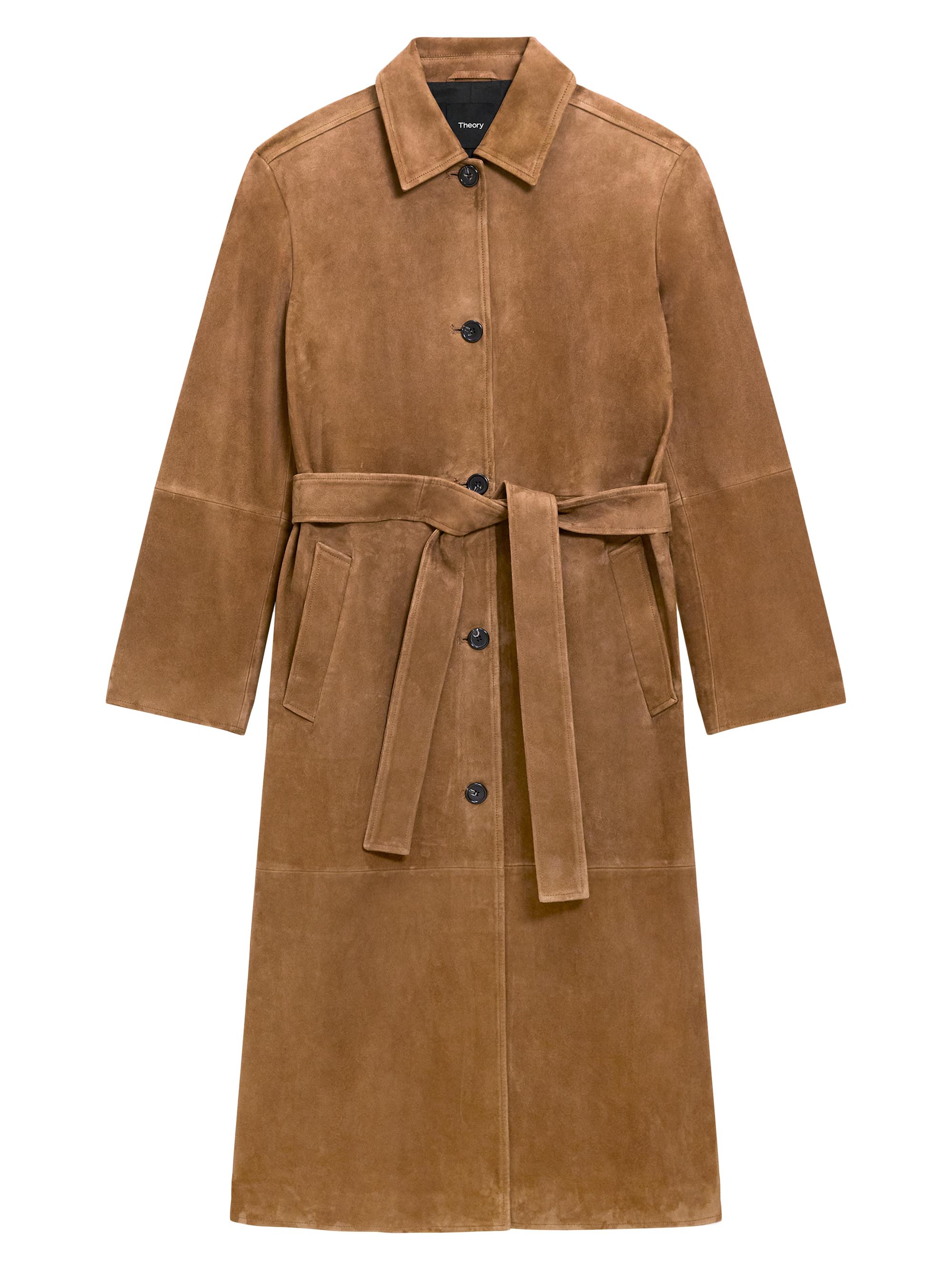 Theory Long Leather Single-Breasted Coat | Saks Fifth Avenue