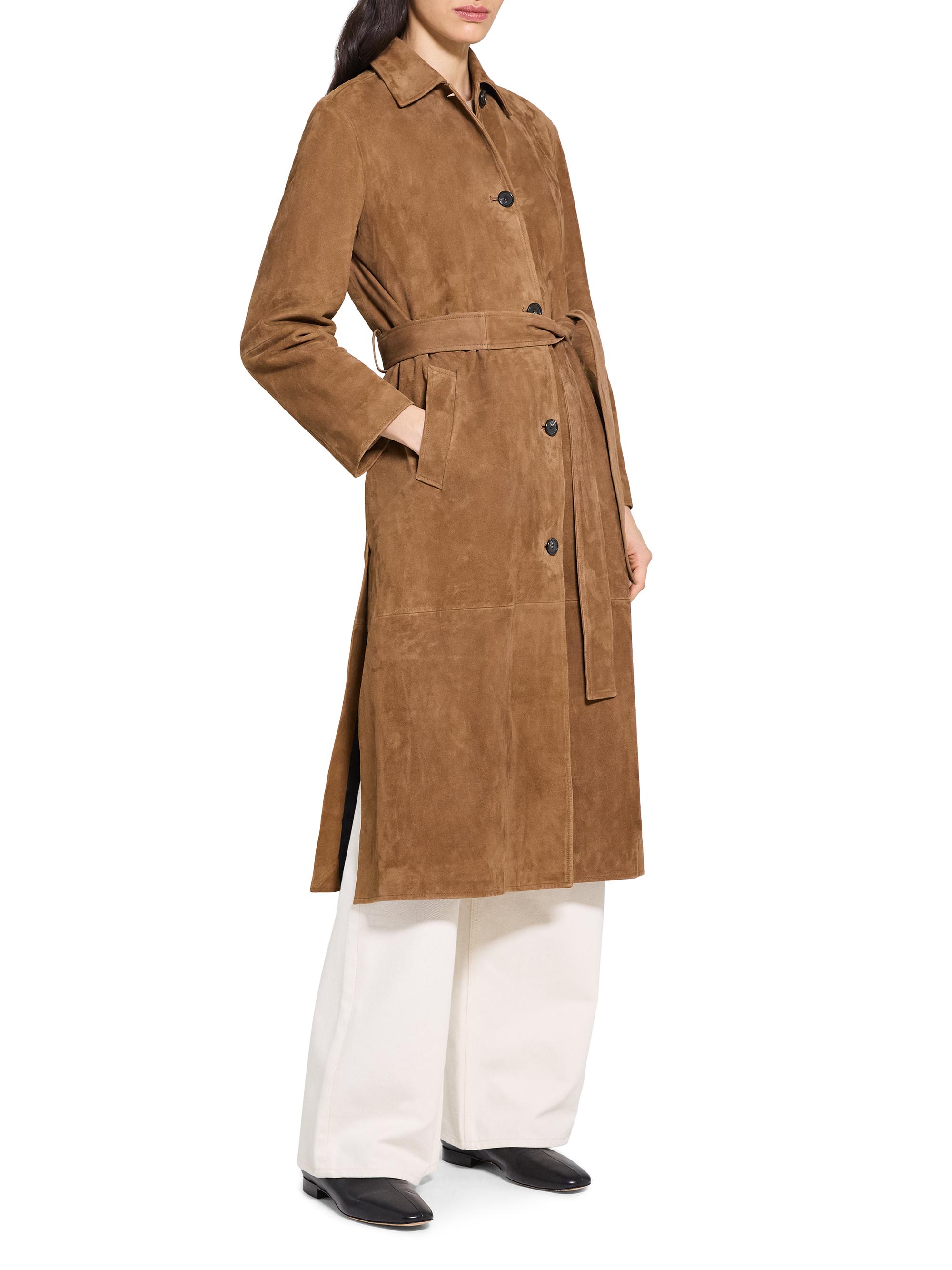 Theory Long Leather Single-Breasted Coat | Saks Fifth Avenue