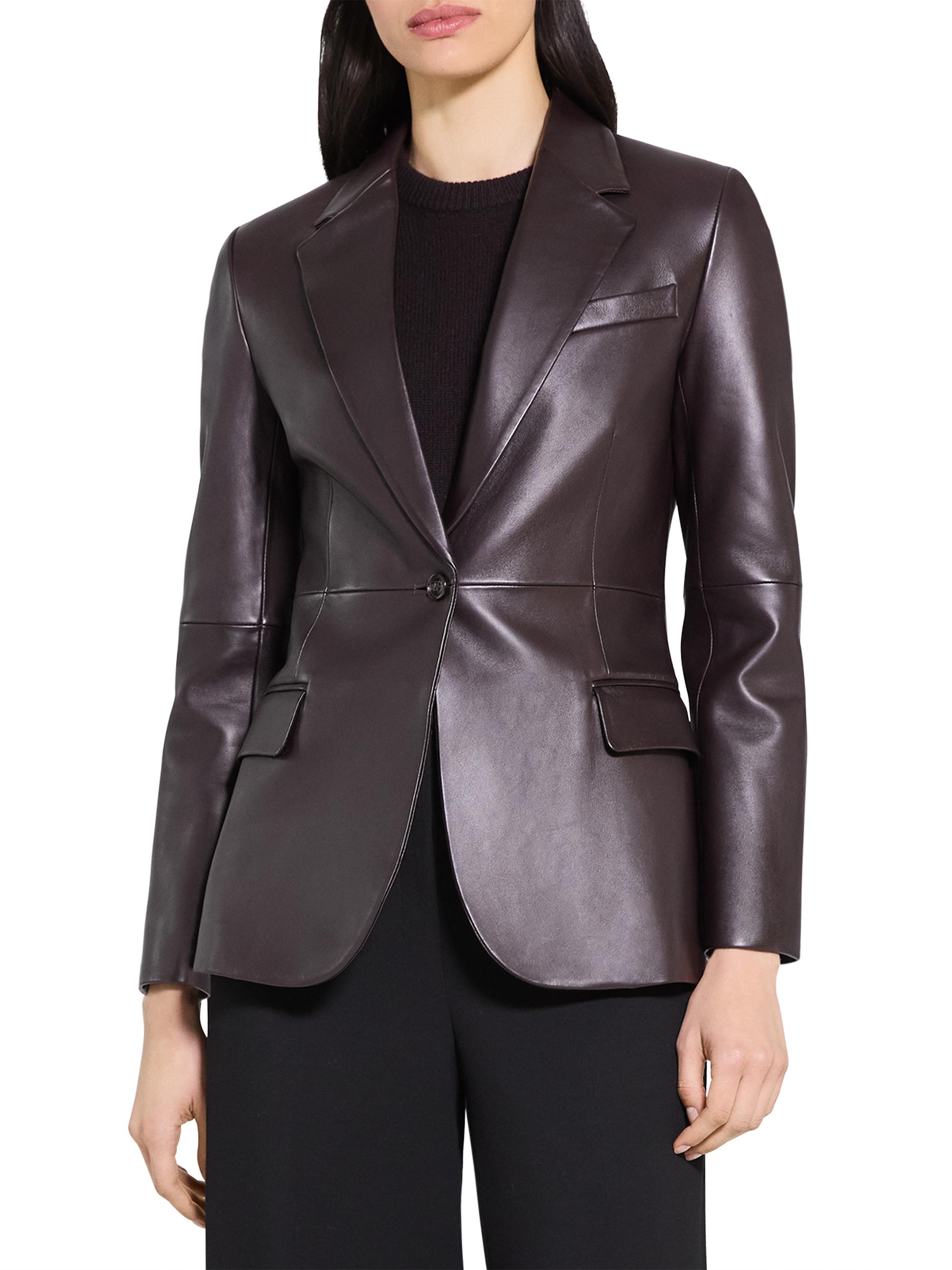 Theory Lynnia Leather Slim-Fit Blazer | Saks Fifth Avenue