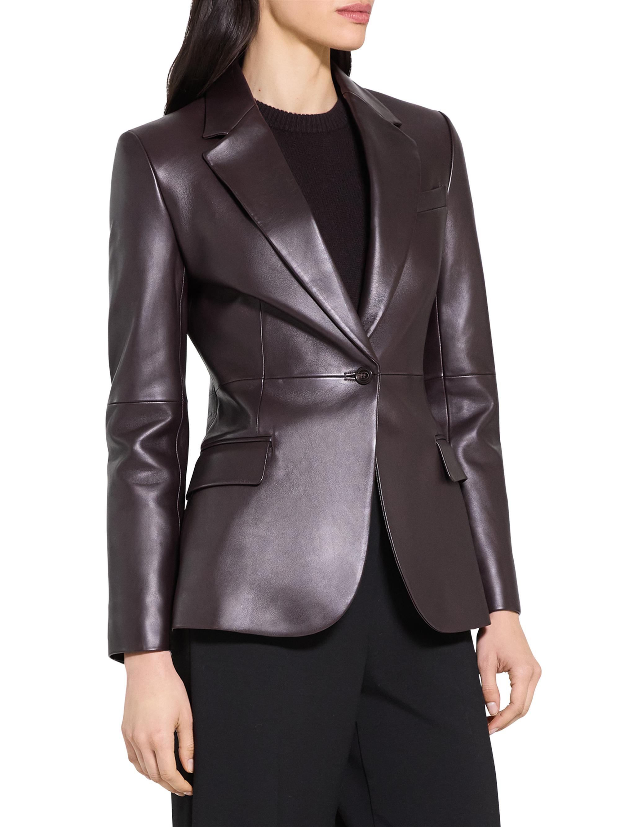Theory Lynnia Leather Slim-Fit Blazer | Saks Fifth Avenue