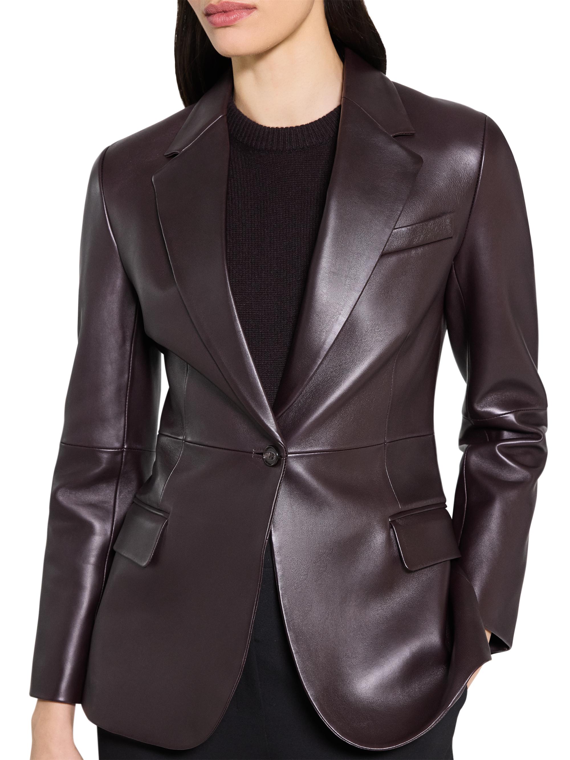 Theory Lynnia Leather Slim-Fit Blazer | Saks Fifth Avenue