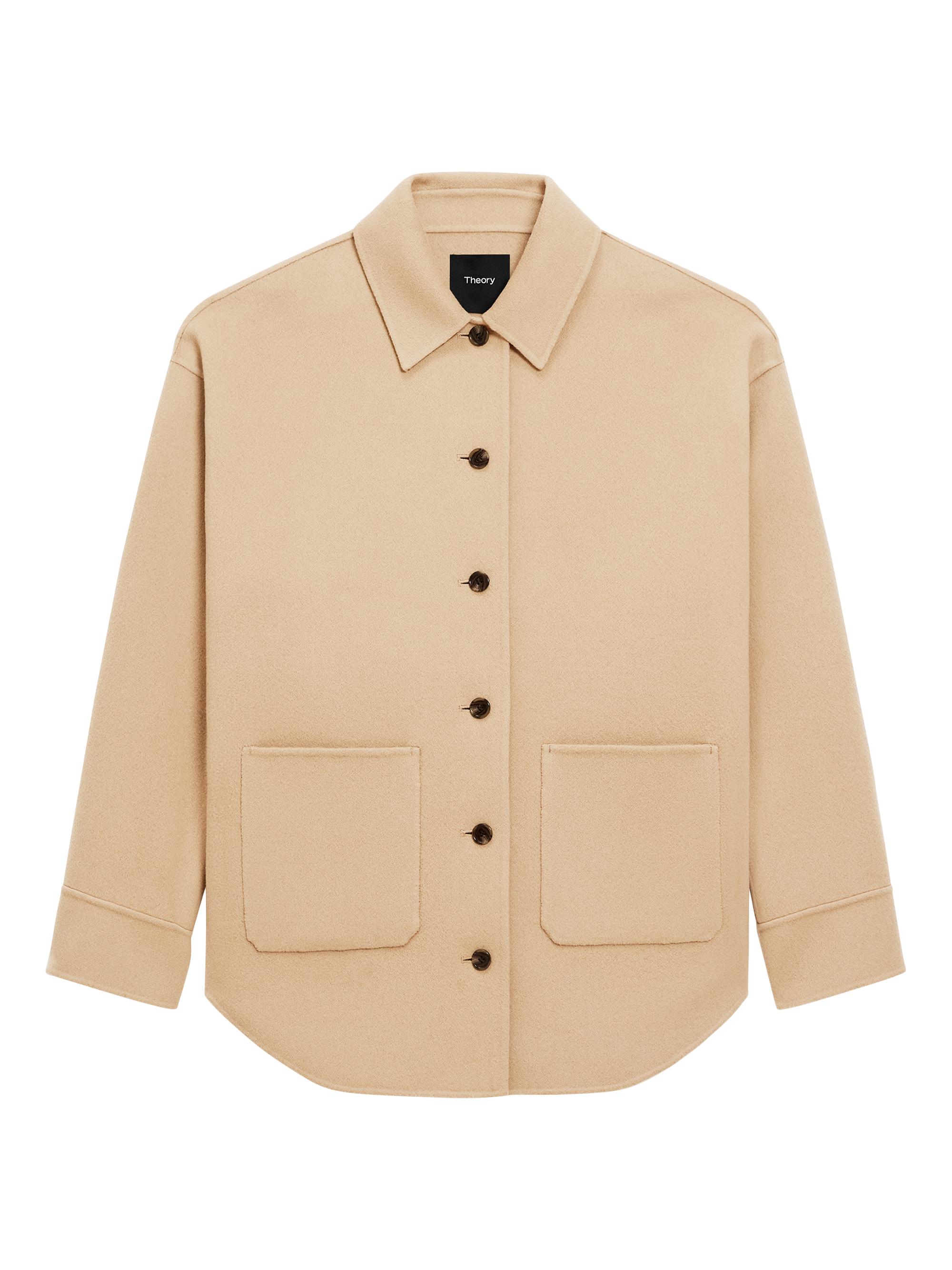 Theory Women's Oversized Wool-Cashmere Shirt Jacket - New Camel