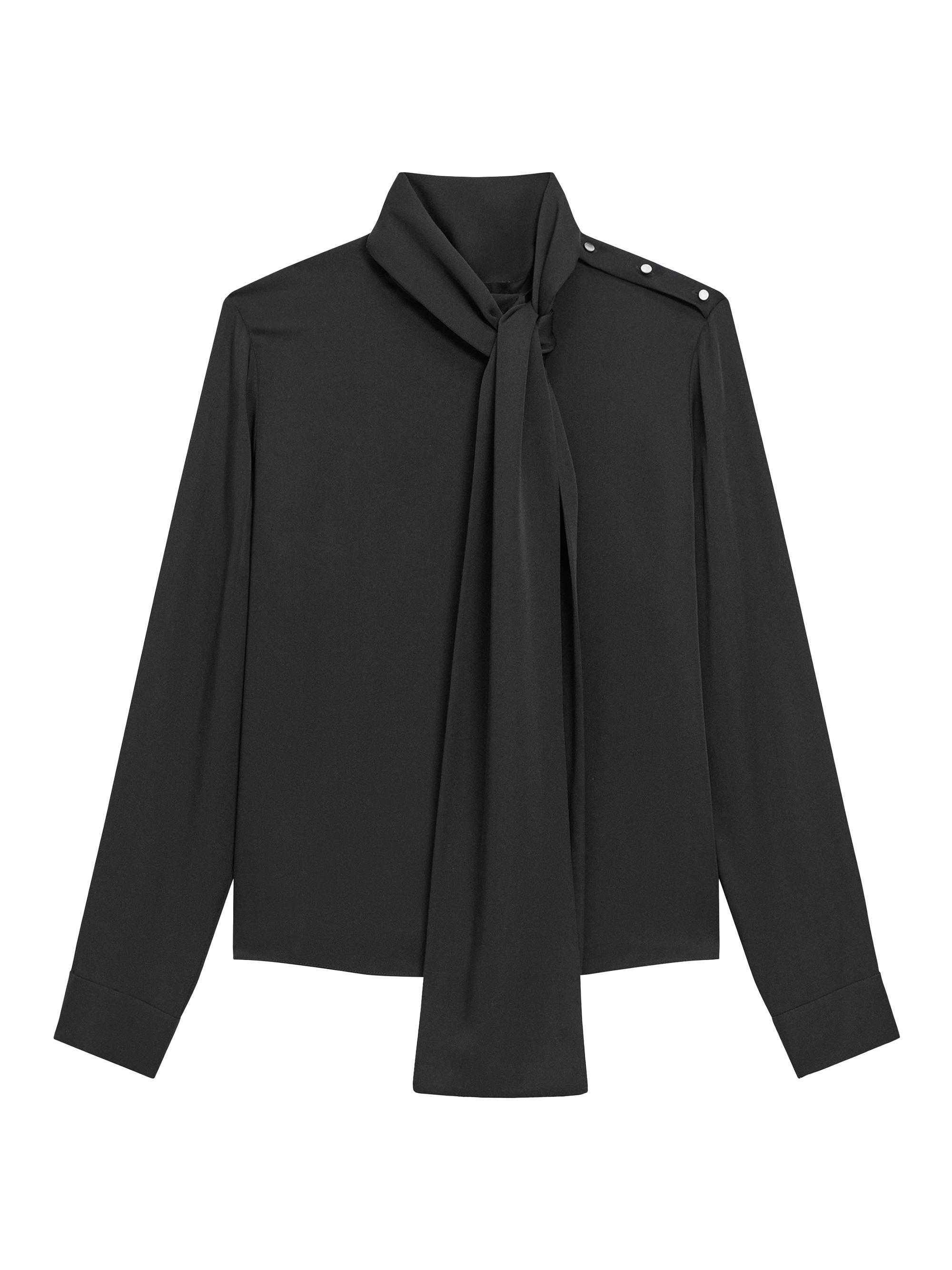 Theory Women's Silk Tieneck Blouse - Black