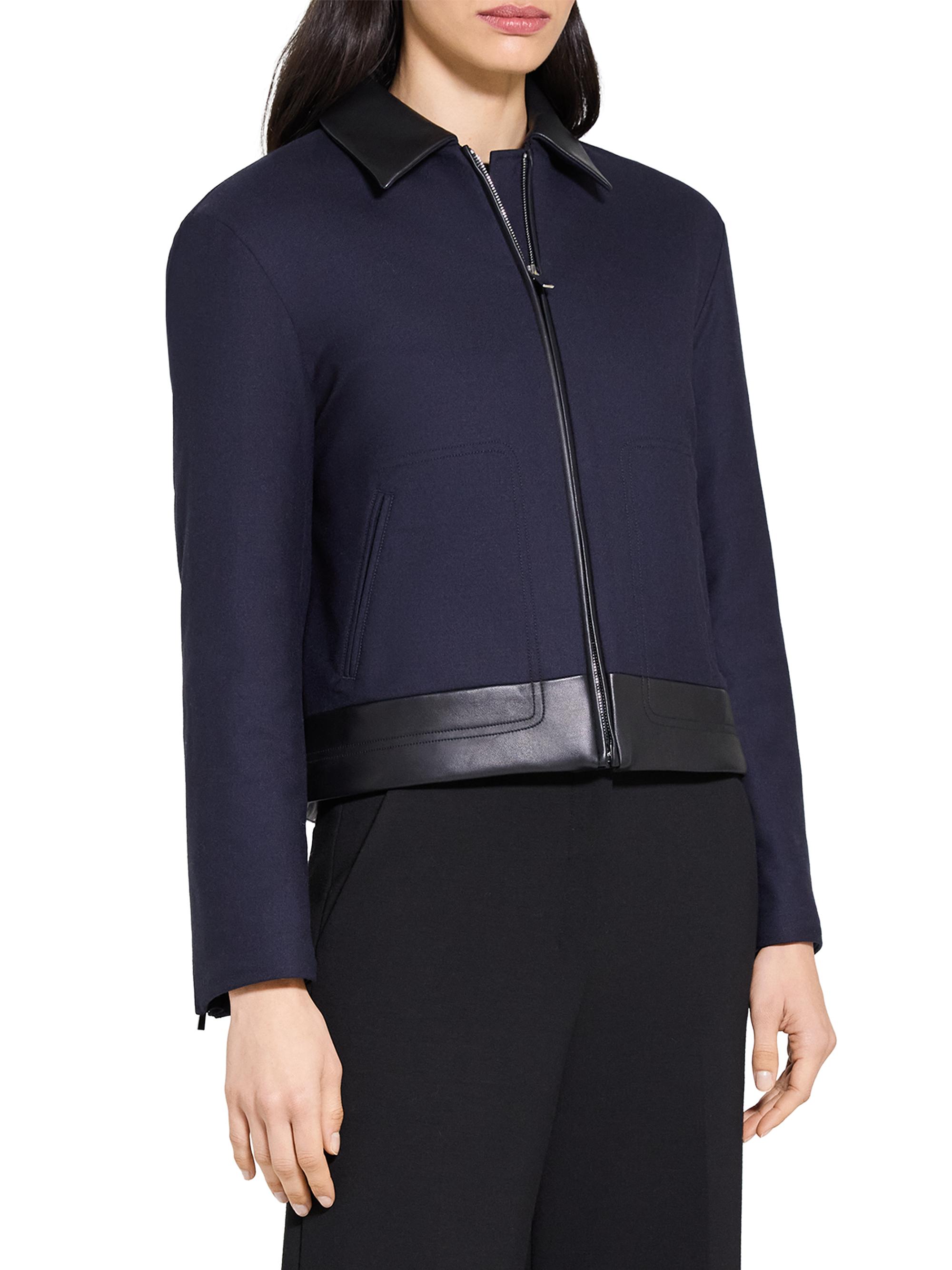 Theory Boxy Zip-Front Wool-Blend Jacket | Saks Fifth Avenue