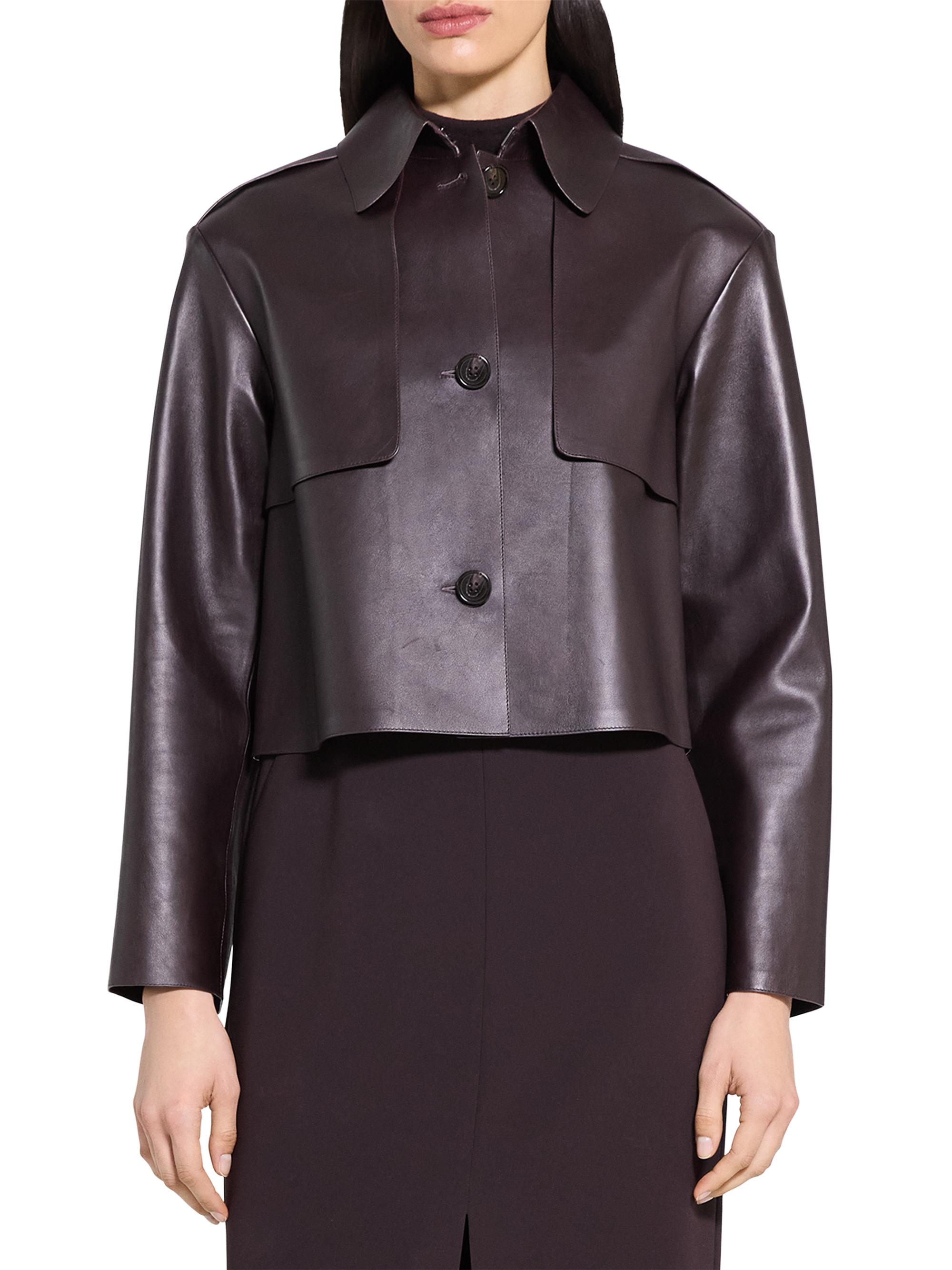 Theory Crop Trench Leather Jacket | Saks Fifth Avenue