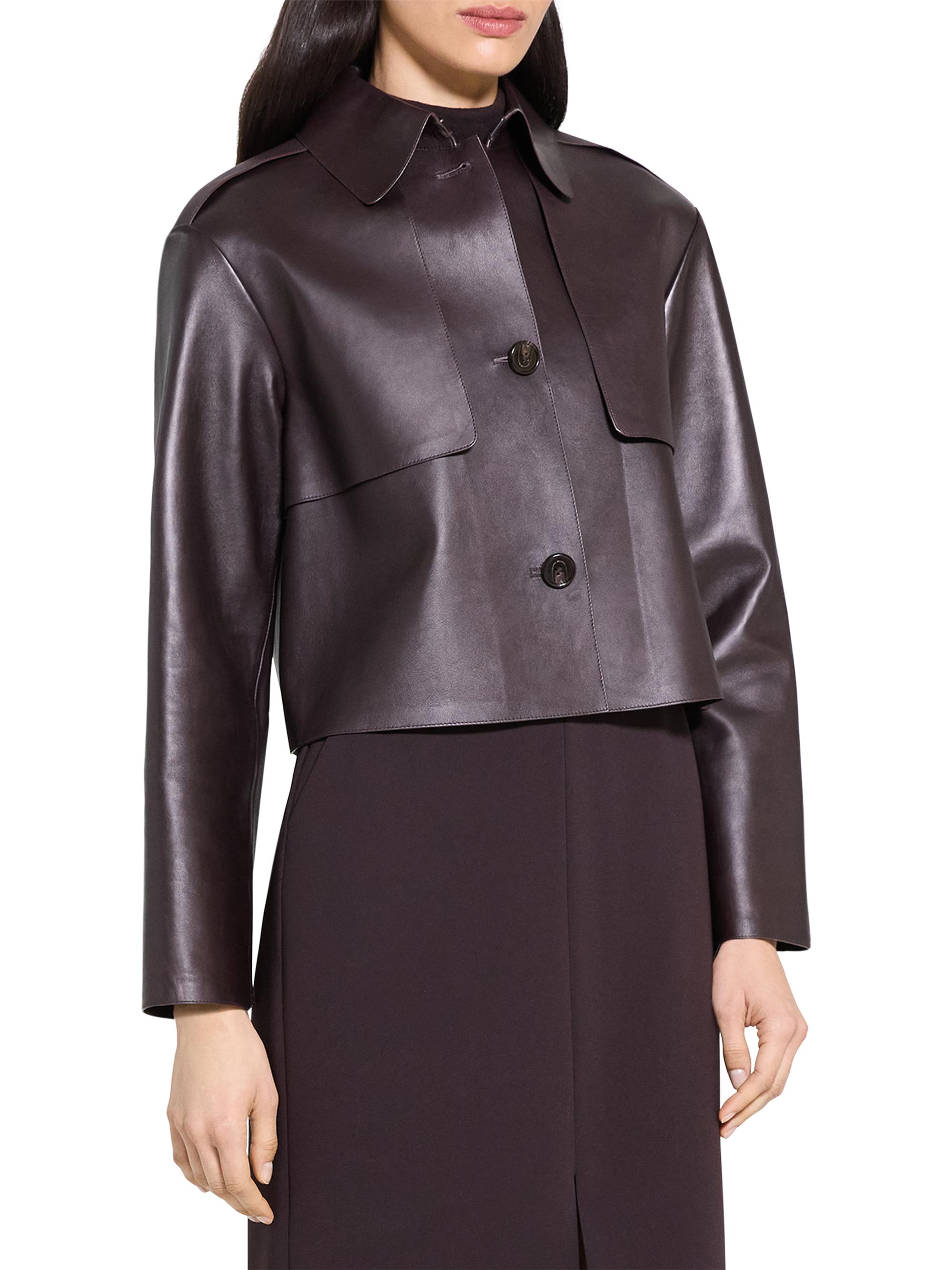 Theory Crop Trench Leather Jacket | Saks Fifth Avenue