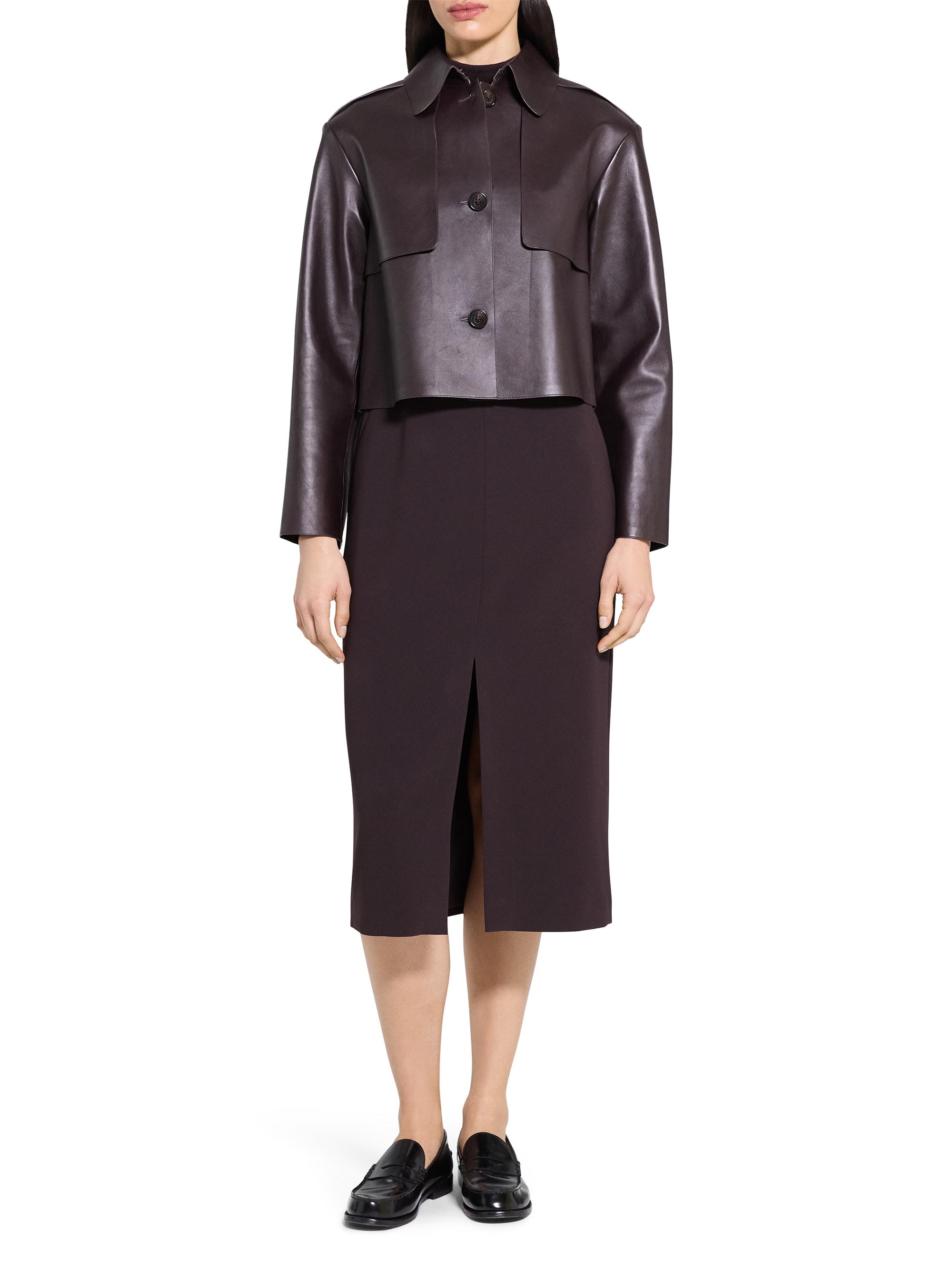 Theory Crop Trench Leather Jacket | Saks Fifth Avenue