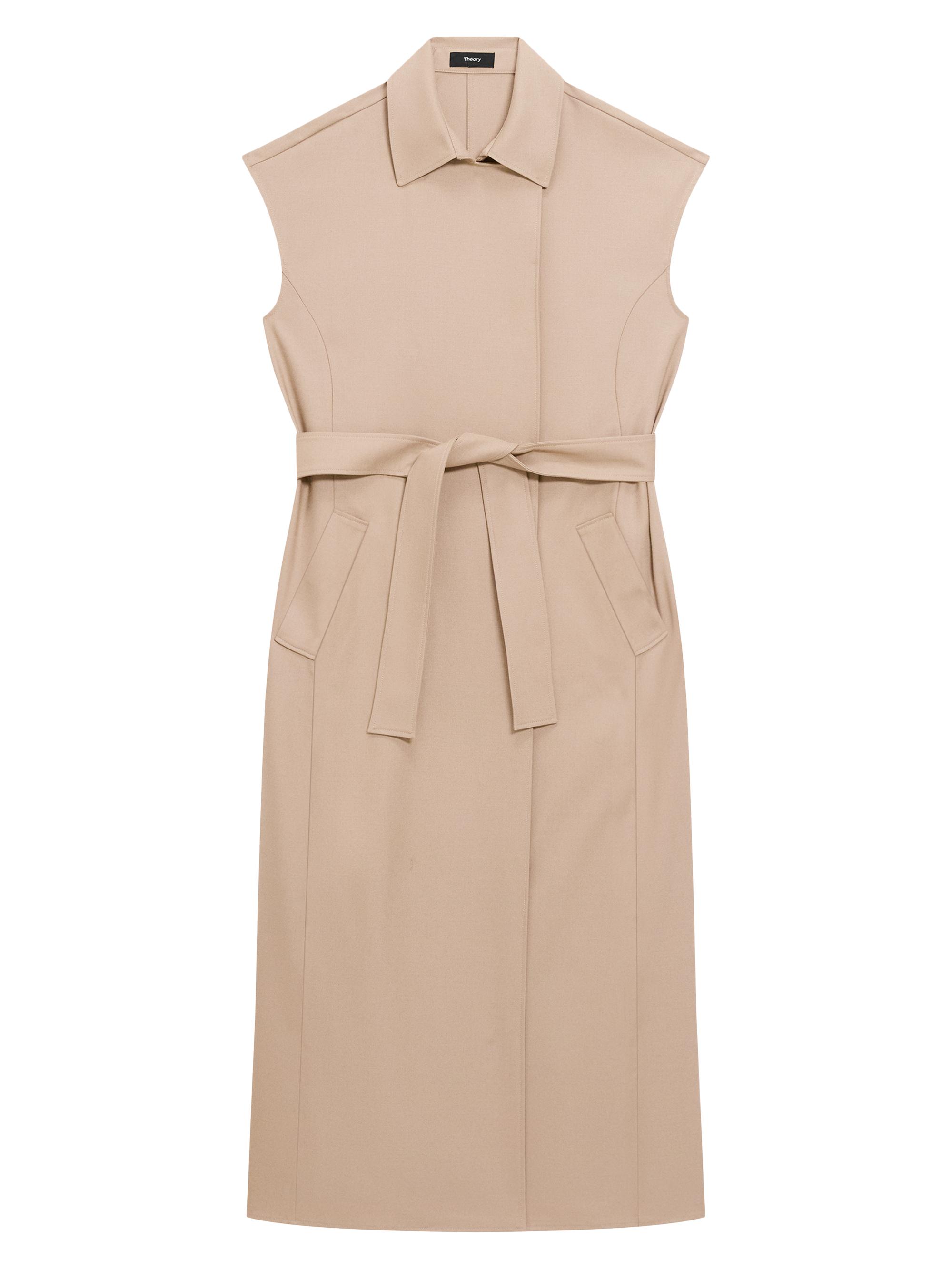 Theory Women's Tie-Waist Wool-Blend Midi-Dress - New Camel