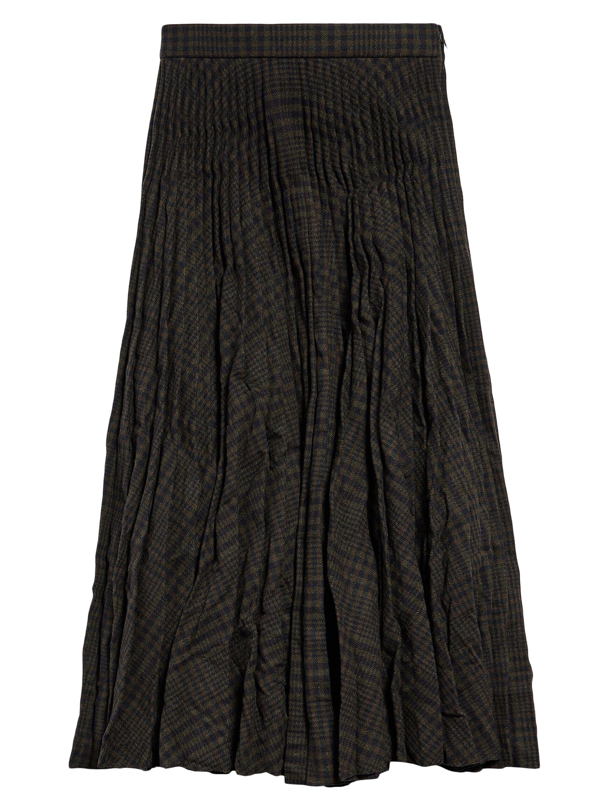 Balenciaga Women's Creased Pleated Skirt - Dark Green