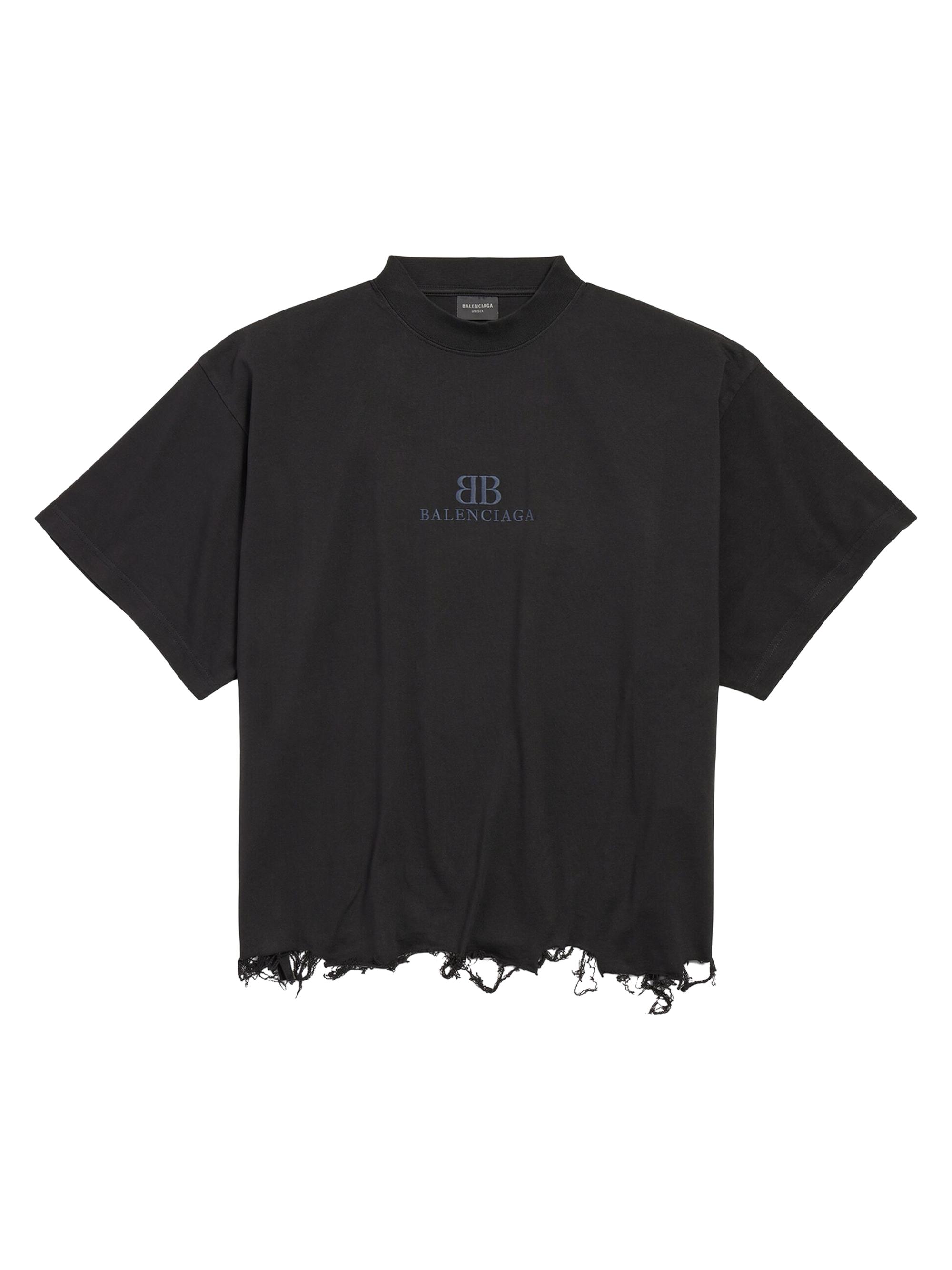 Balenciaga BB Classic Cropped Oversized T-Shirt - Black