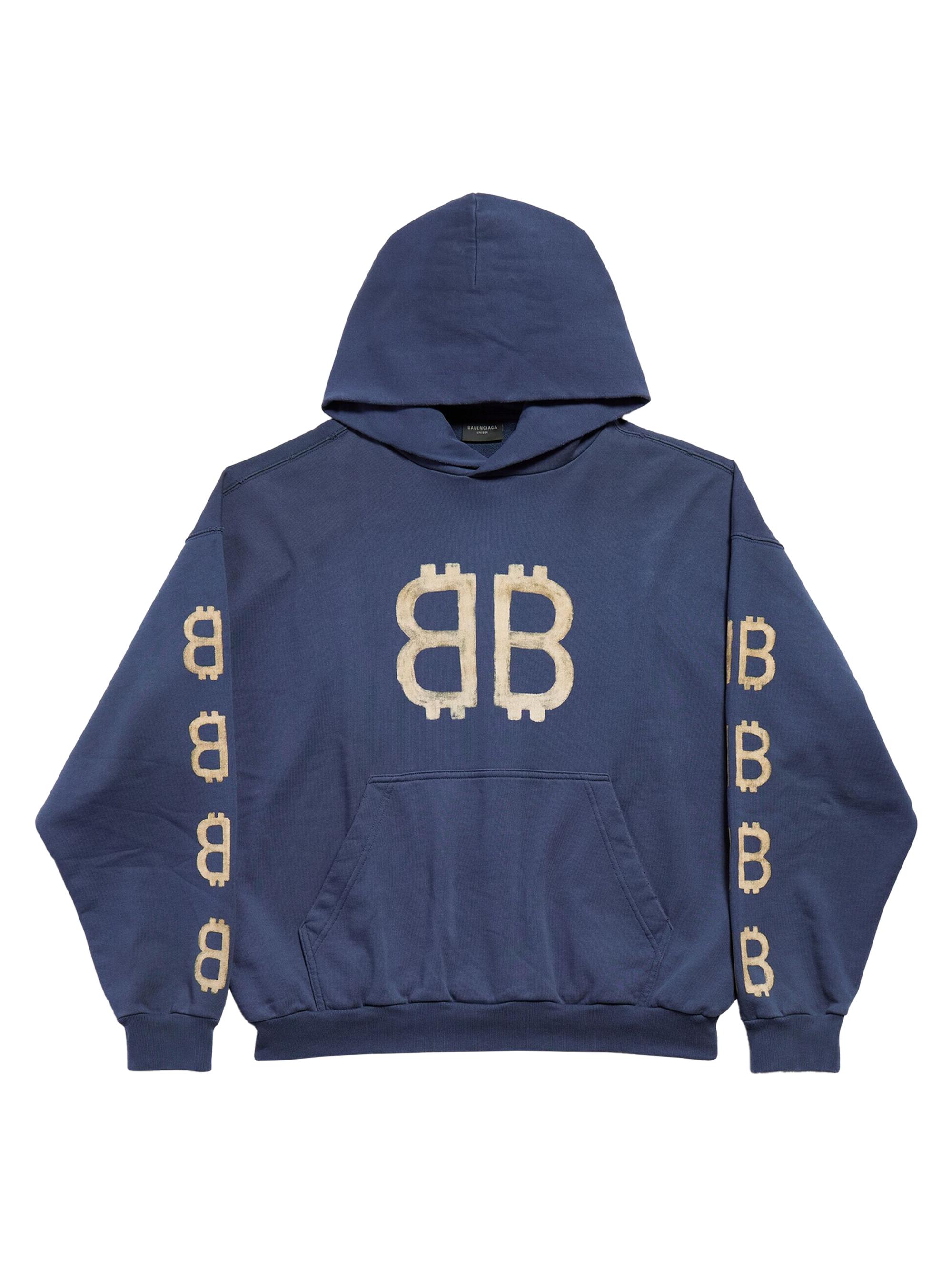 Balenciaga Men's Crypto Medium Fit Hoodie - Blue