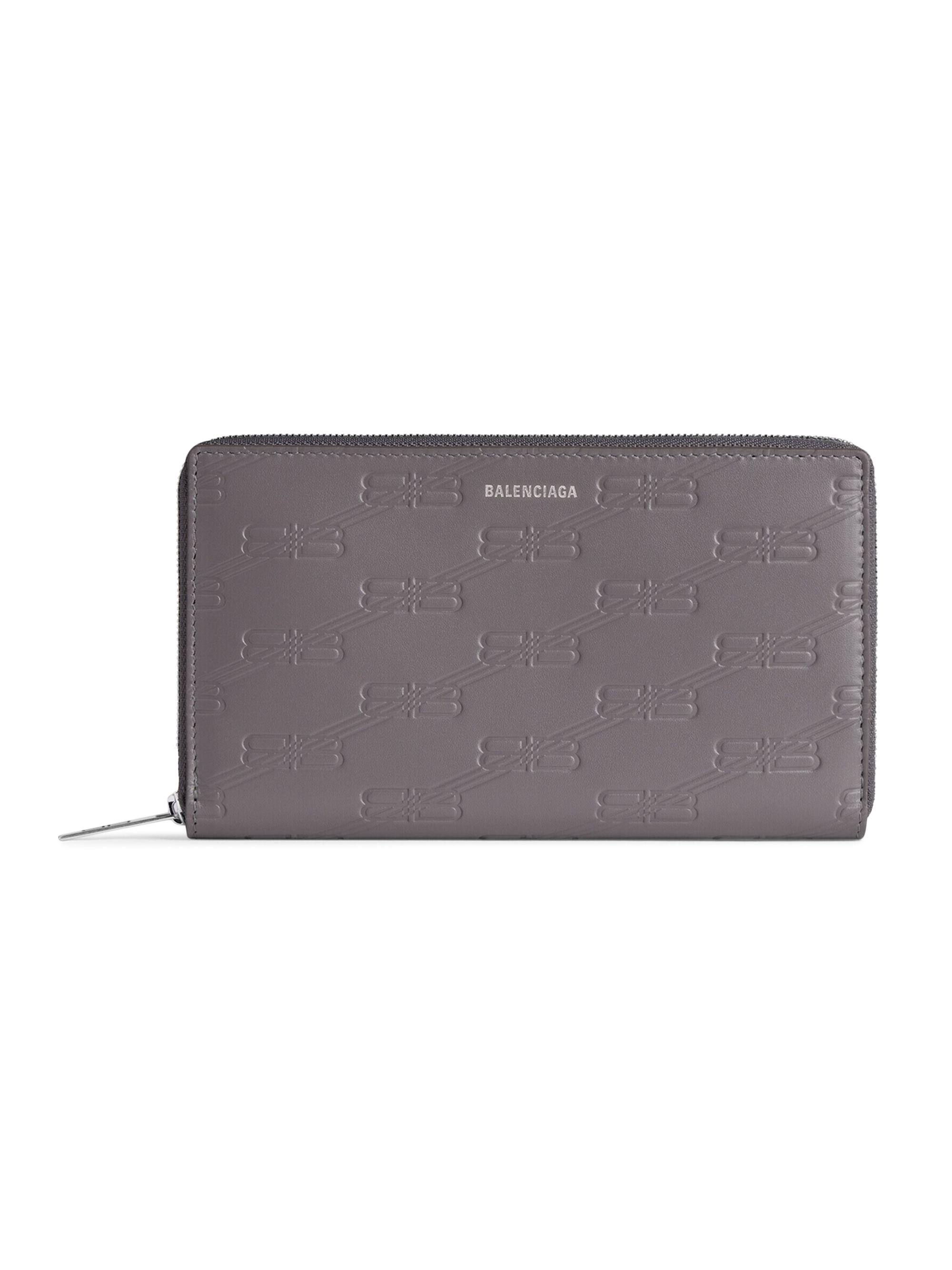 Balenciaga Men's Embossed Monogram Continental Zip Wallet Box - Dark Grey