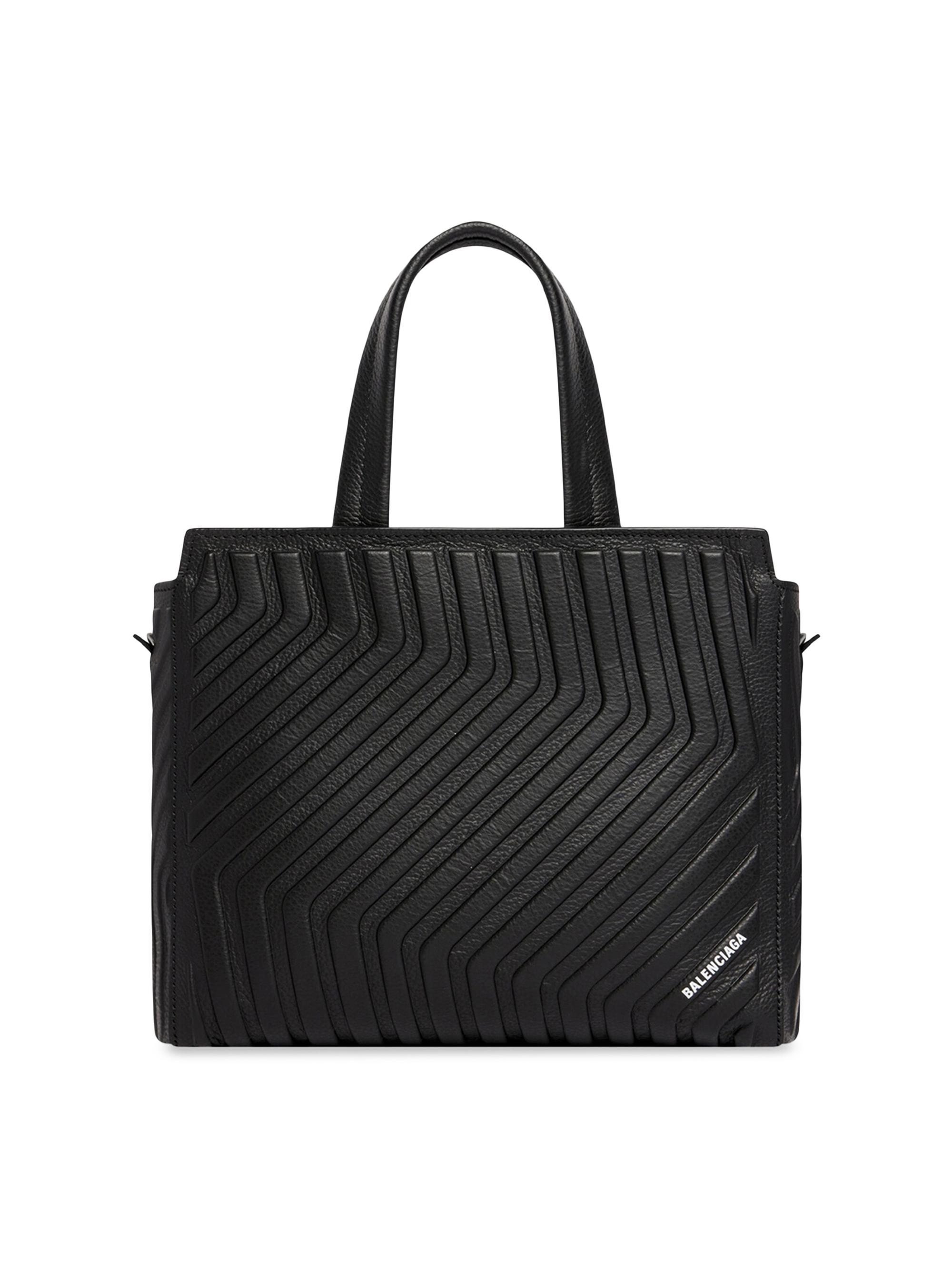 Balenciaga Men's Car Zipped East-West Tote Bag  - Black