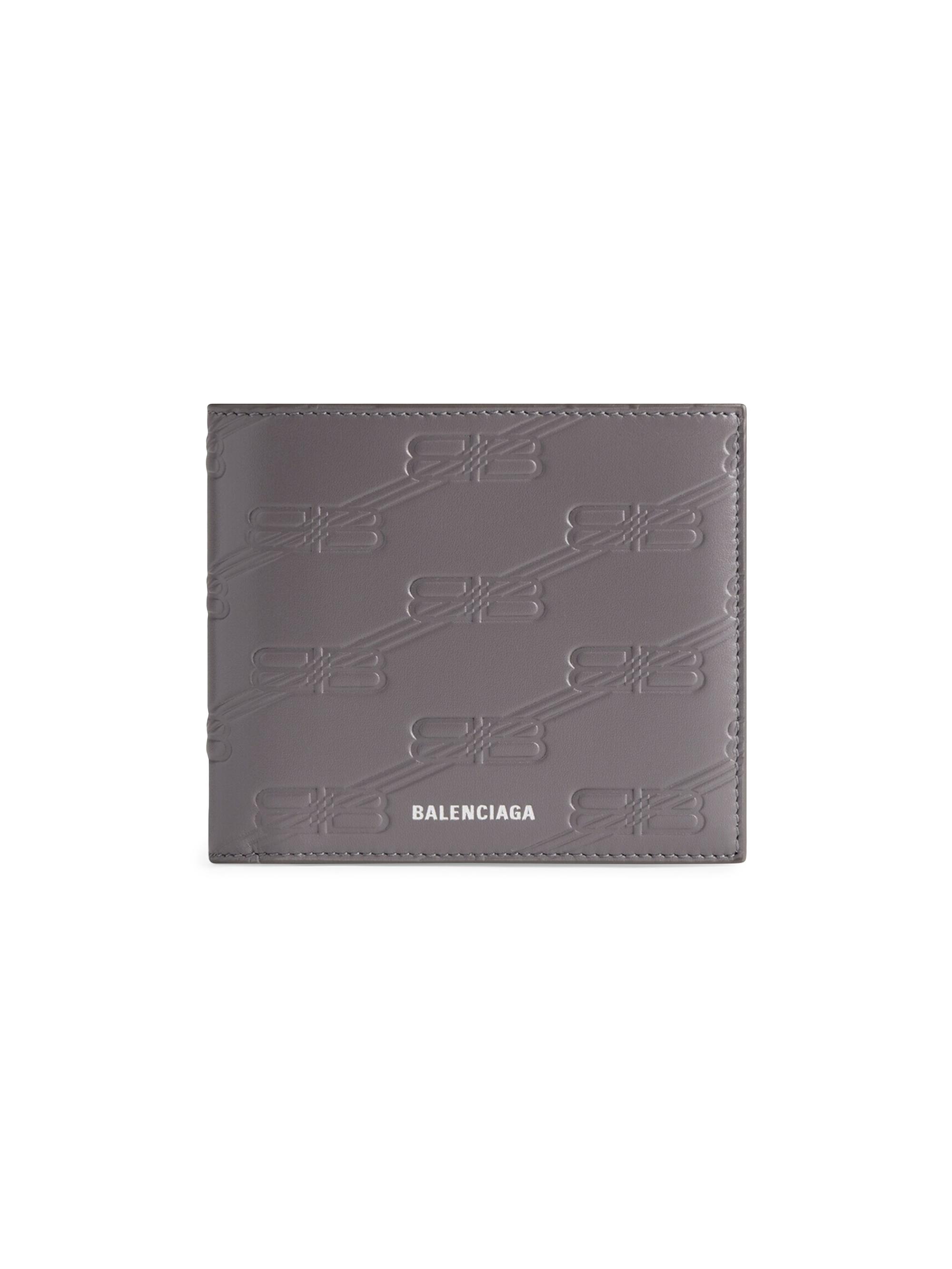 Balenciaga Men's Embossed Monogram Square Folded Coin Wallet Box - Dark Grey