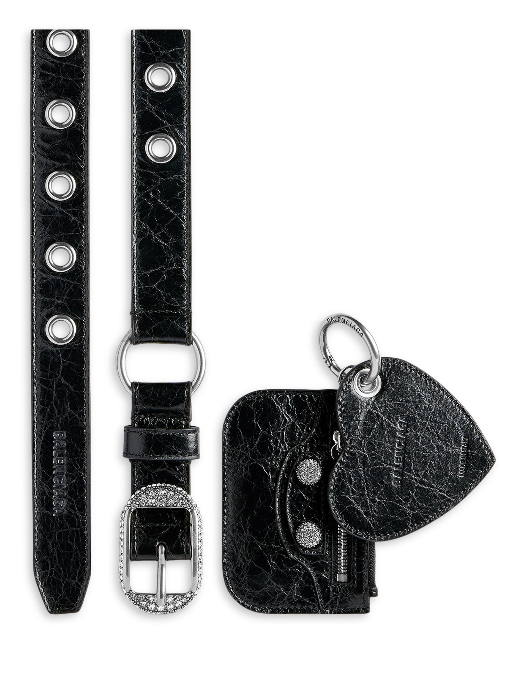 Balenciaga Women's Le Cagole Charms Belt with Rhinestones - Black