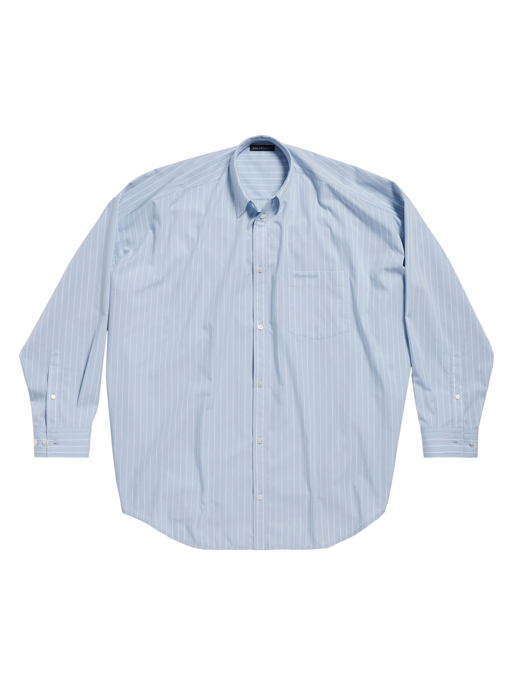 Balenciaga Women's BB Corp Cocoon Shirt Large Fit - Light Blue