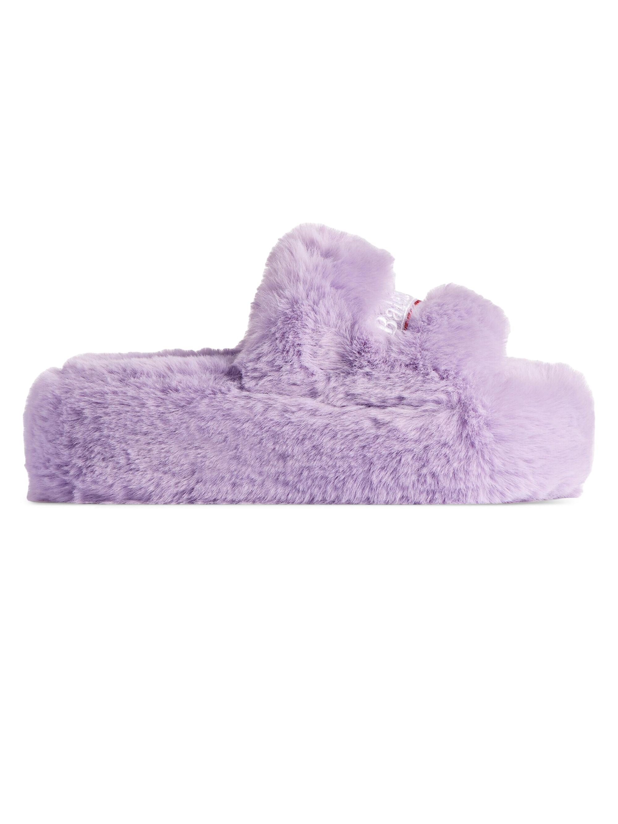 Balenciaga Women's Furry Platform Sandals - Lilac