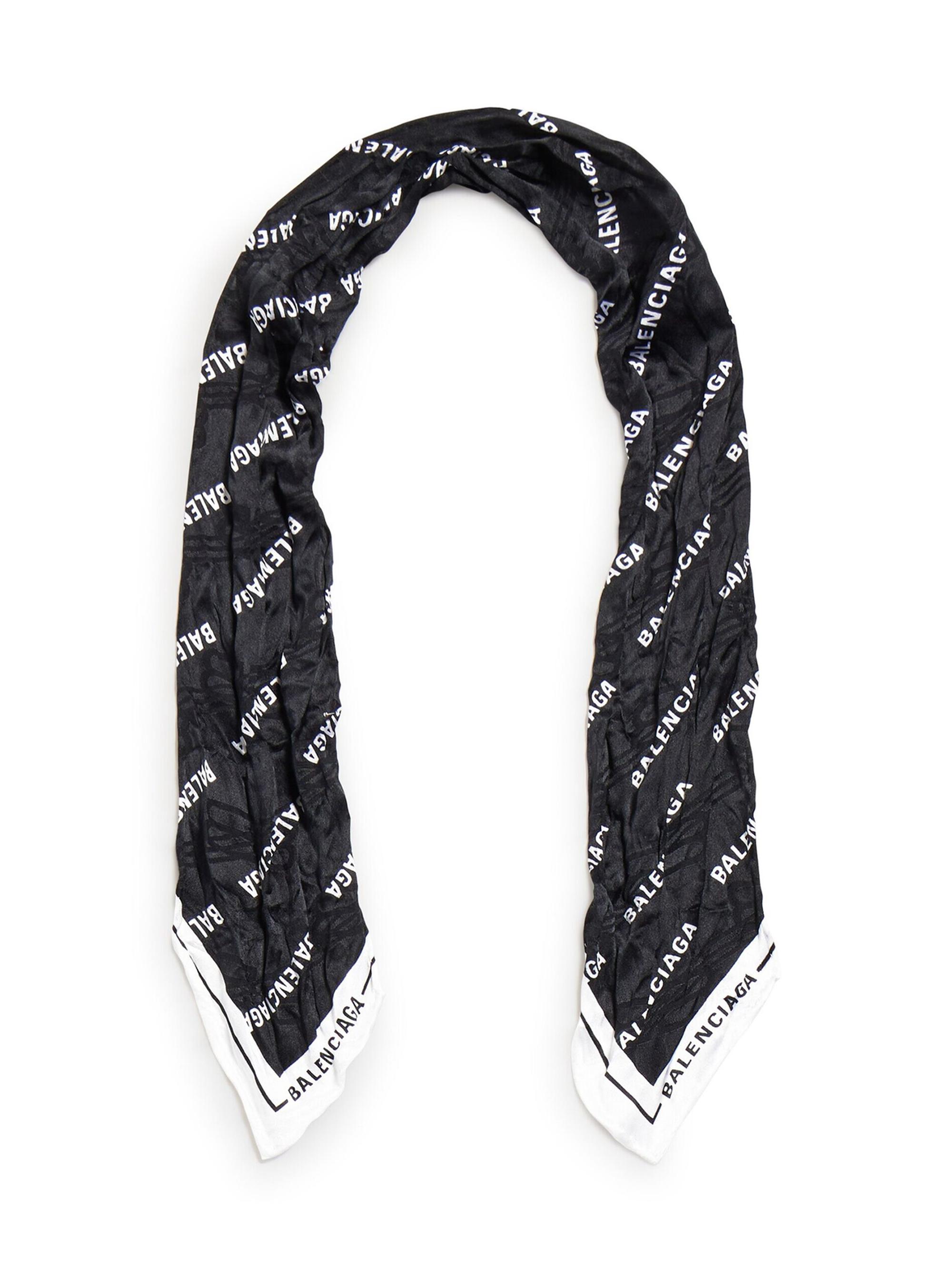 Balenciaga Women's Mini Allover Logo Cropped Scarf - Black