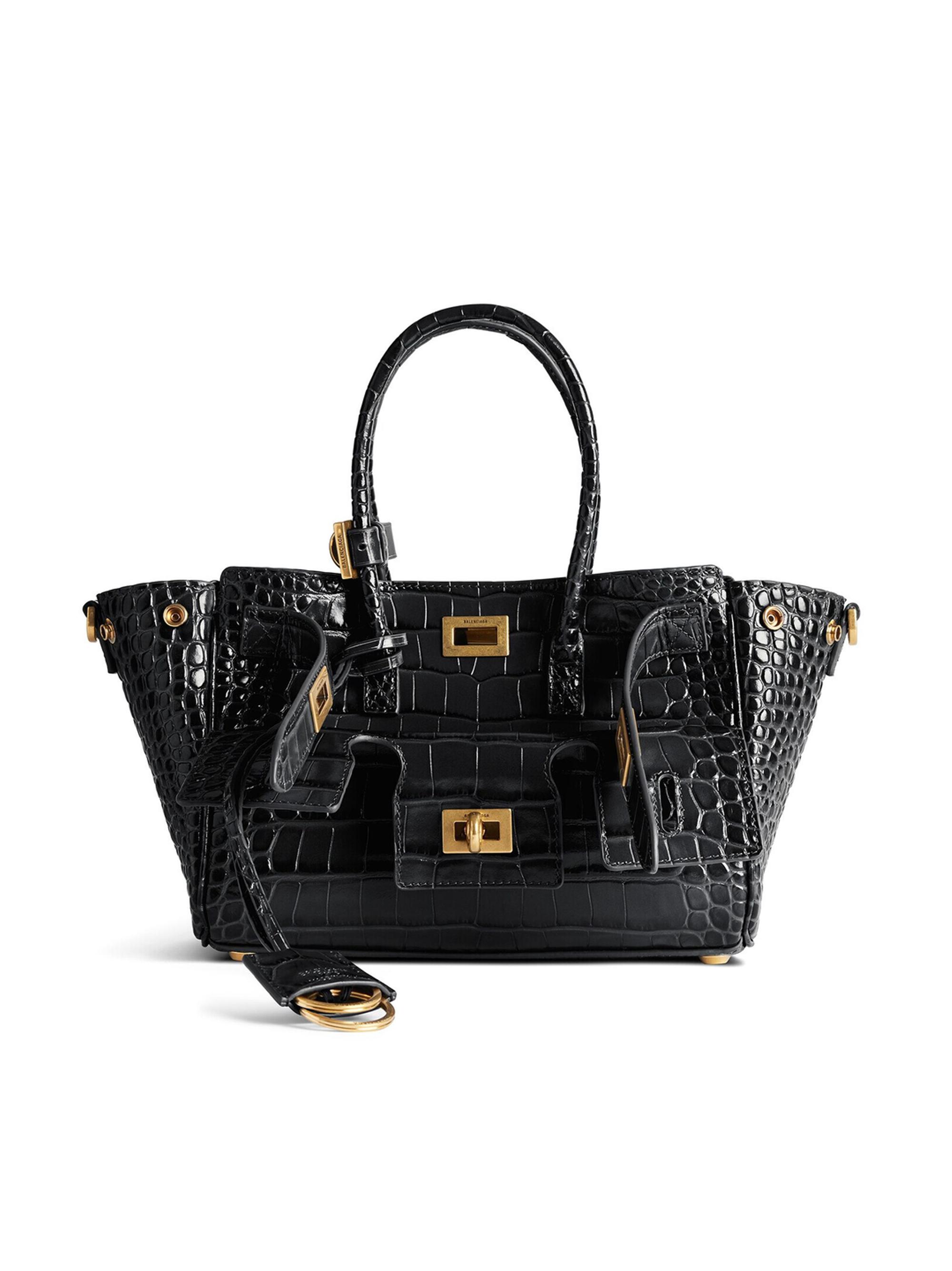 Balenciaga Bel Air Carry All Crocodile Embossed Mini Tote Bag