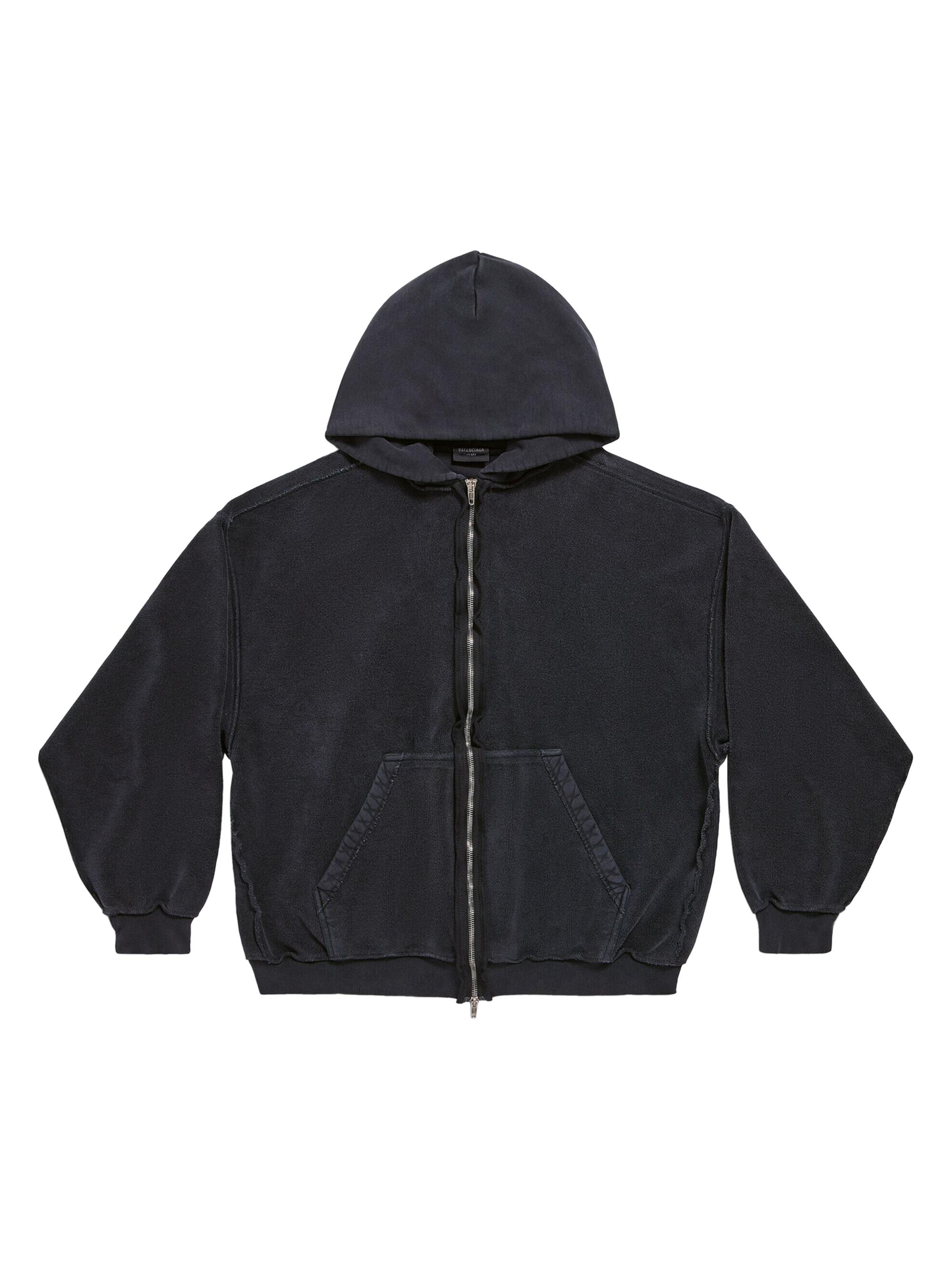 Balenciaga Inside Out Zip-Up Regular Fit Hoodie - Black
