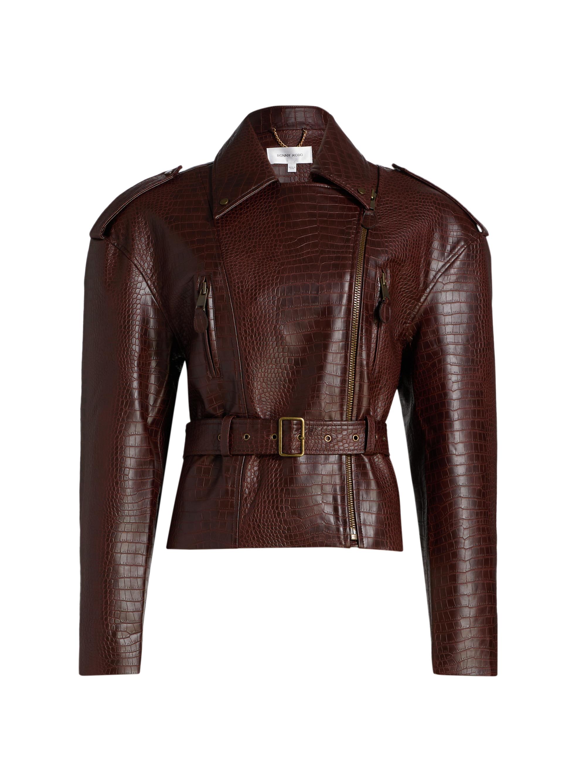 Ronny Kobo Lilou Croc-Embossed Faux Leather Jacket | Saks Fifth Avenue