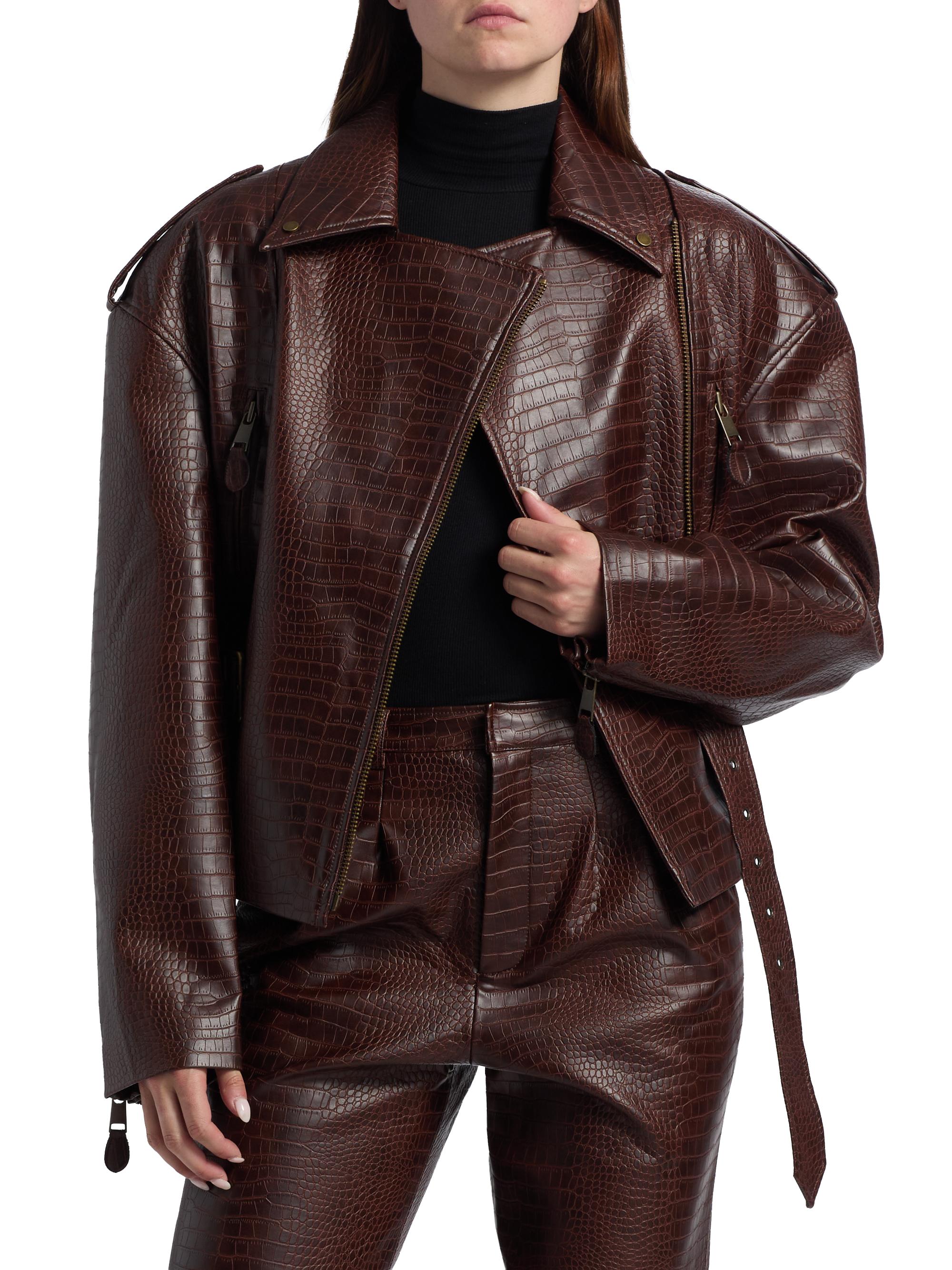 Ronny Kobo Lilou Croc-Embossed Faux Leather Jacket | Saks Fifth Avenue
