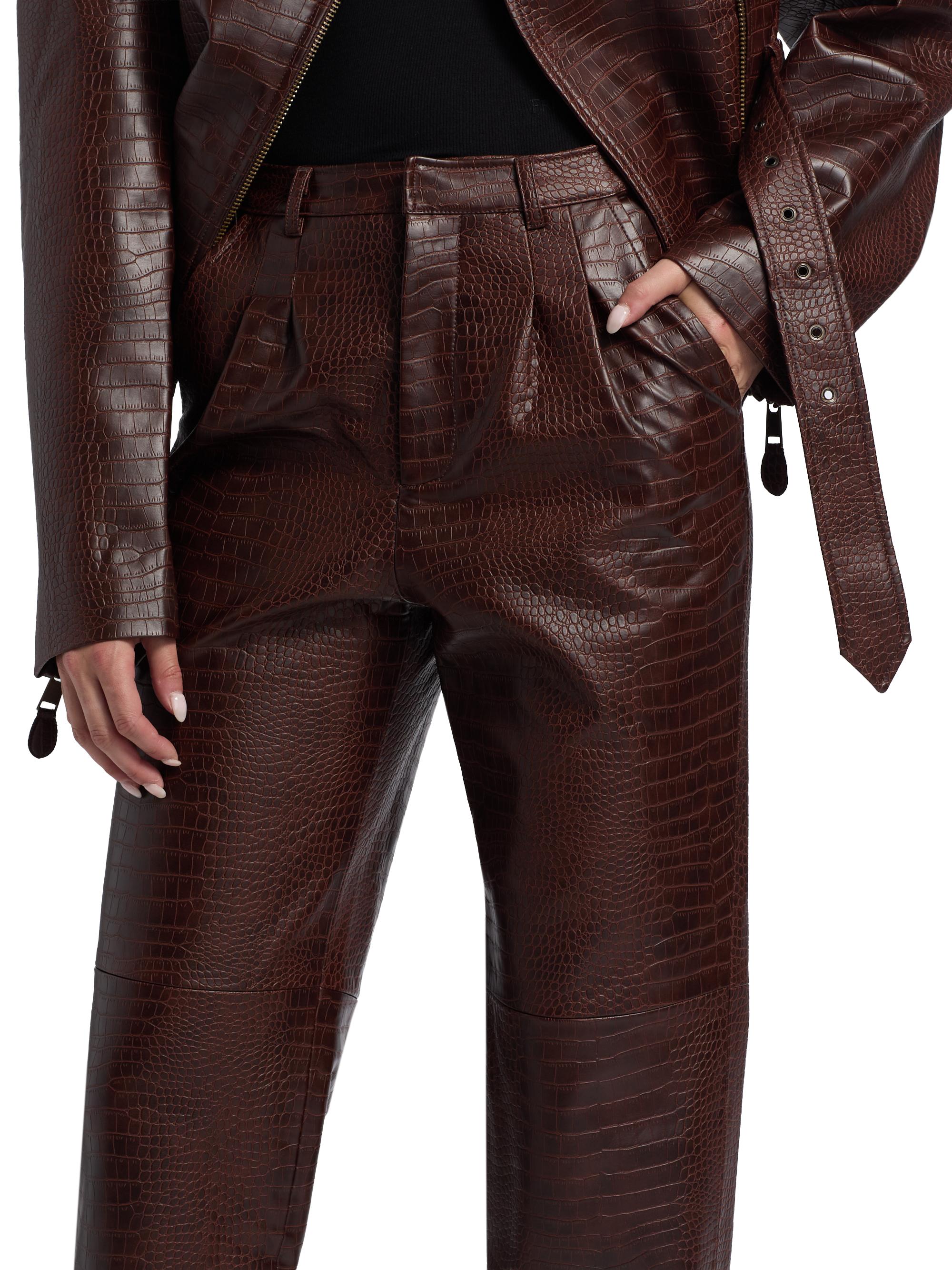 Ronny Kobo Viviane Croc-Embossed Faux-Leather Pants | Saks Fifth