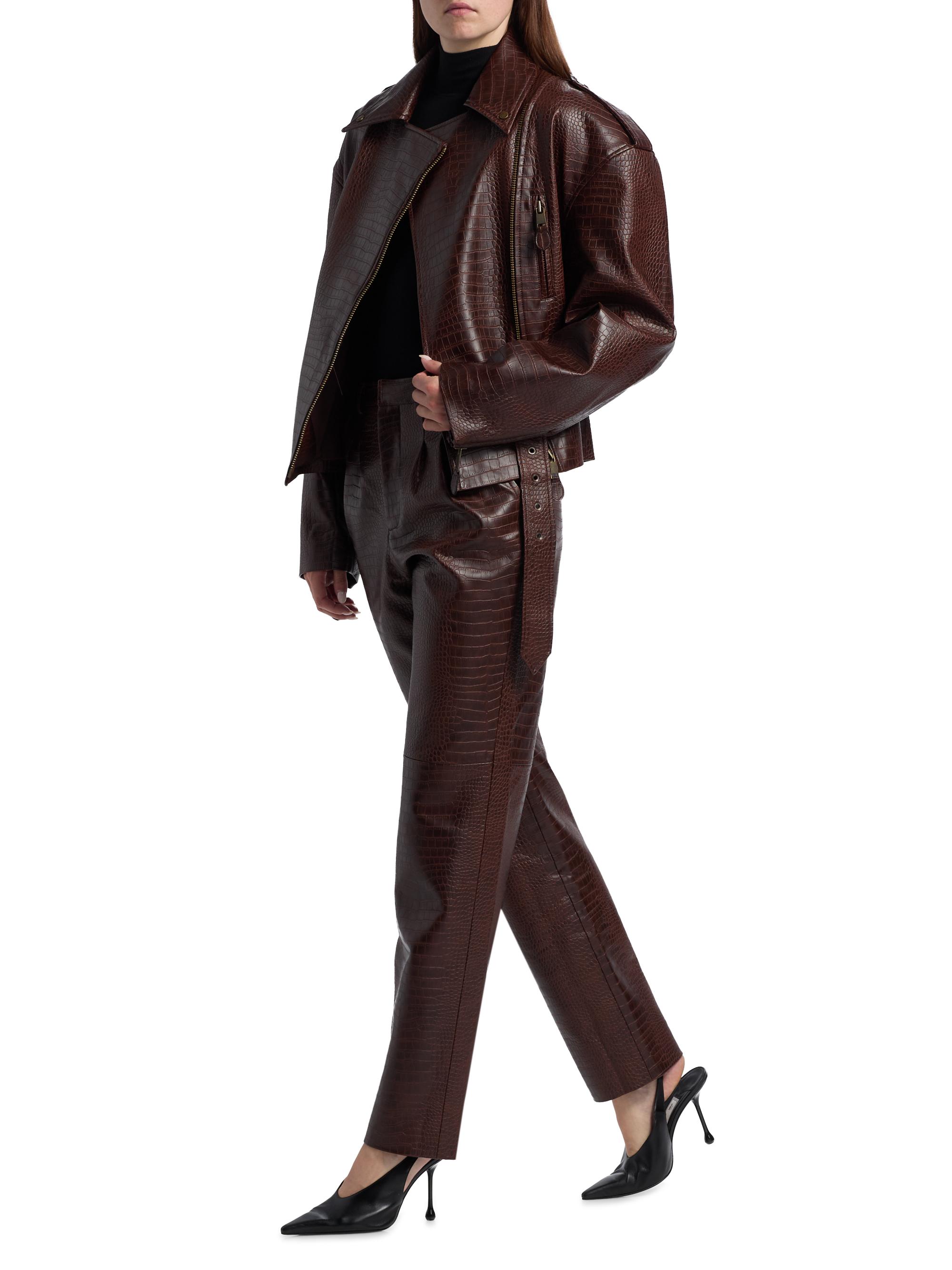 Ronny Kobo Viviane Croc-Embossed Faux-Leather Pants | Saks Fifth