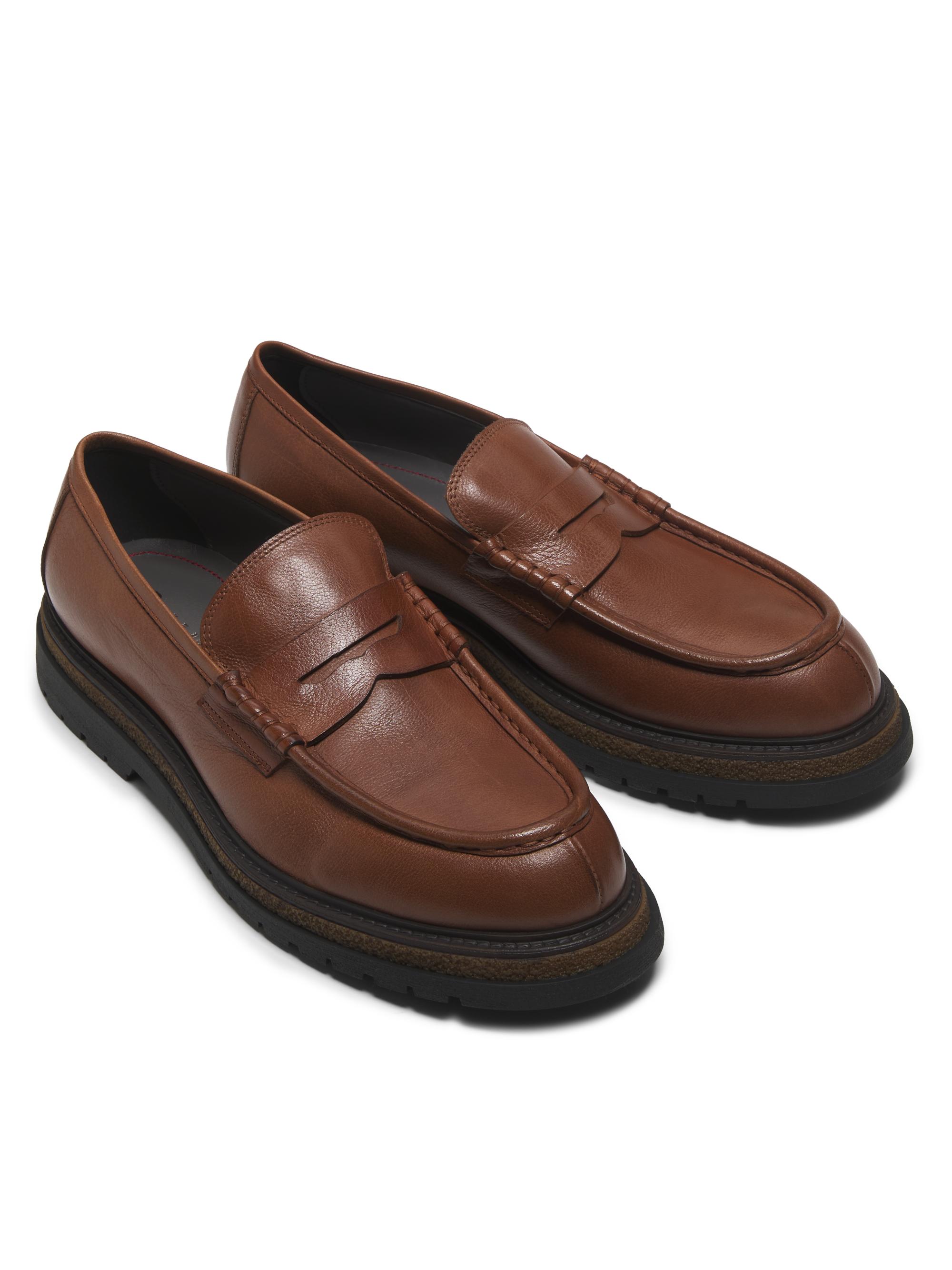 Leather Lug-Sole Penny Loafers