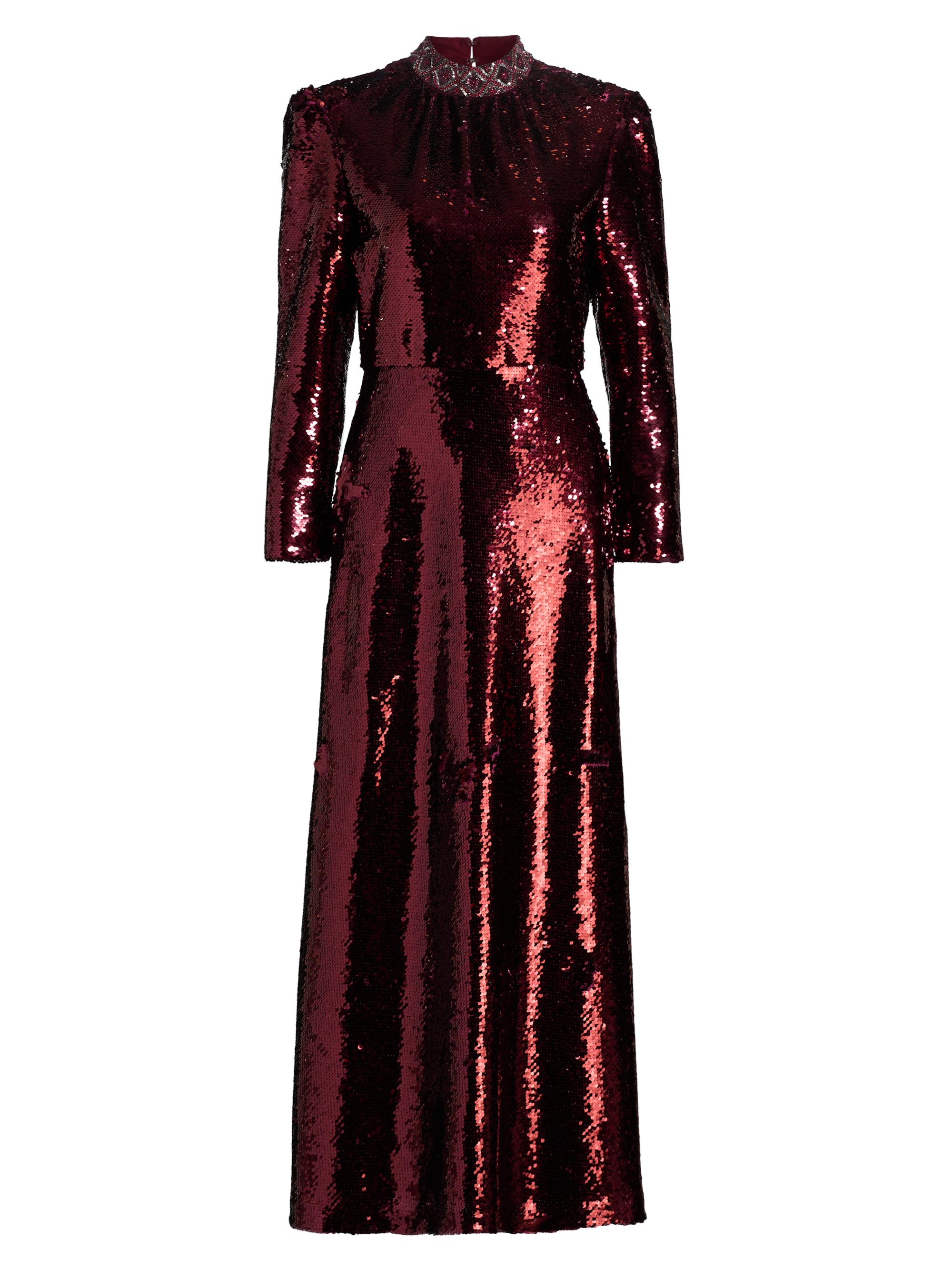 Saloni Women's Jena Sequined Maxi Dress - Deep Garnet