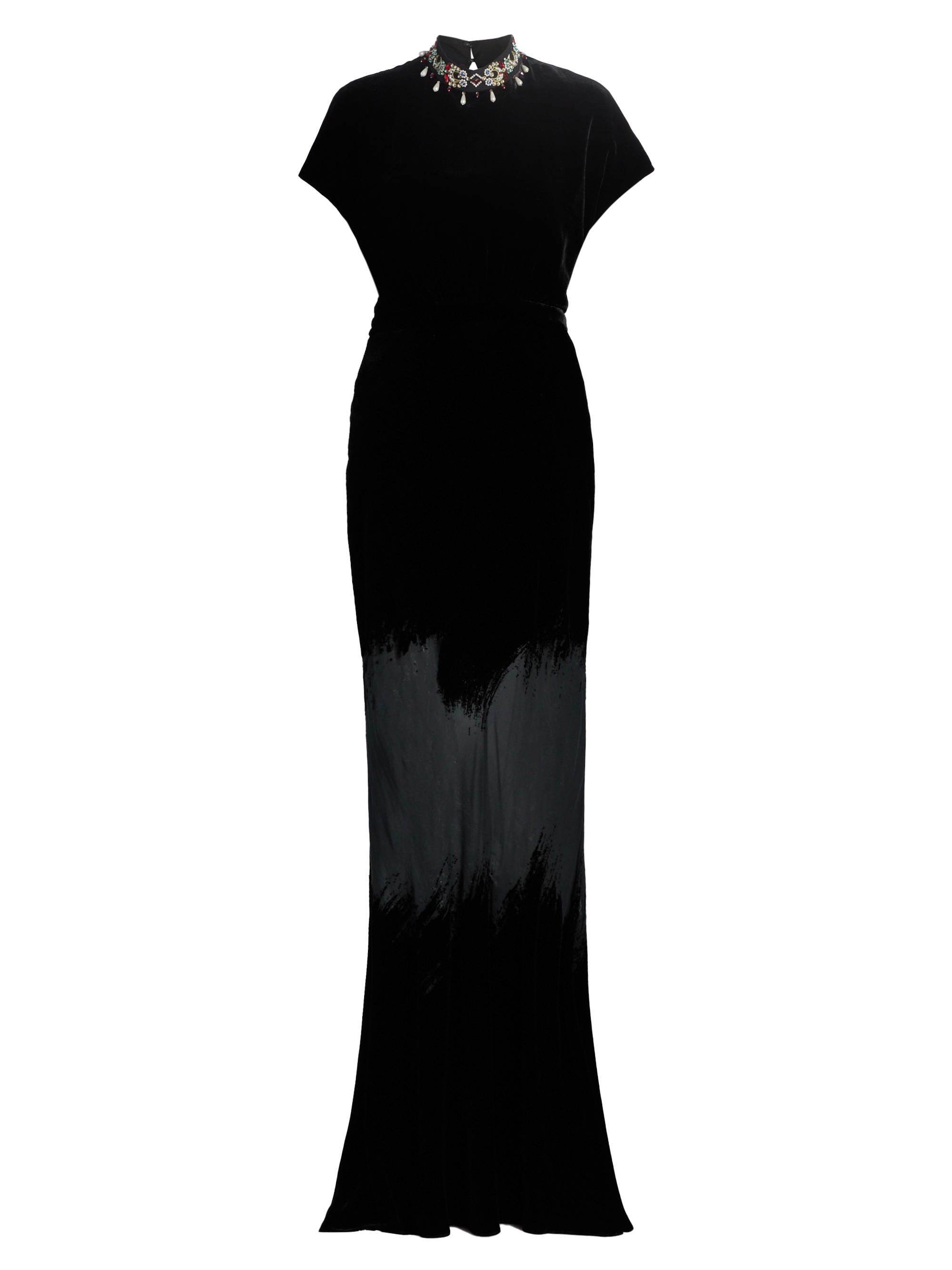 Saloni Women's Fabienne Velvet Maxi Dress - Onyx Brushstroke