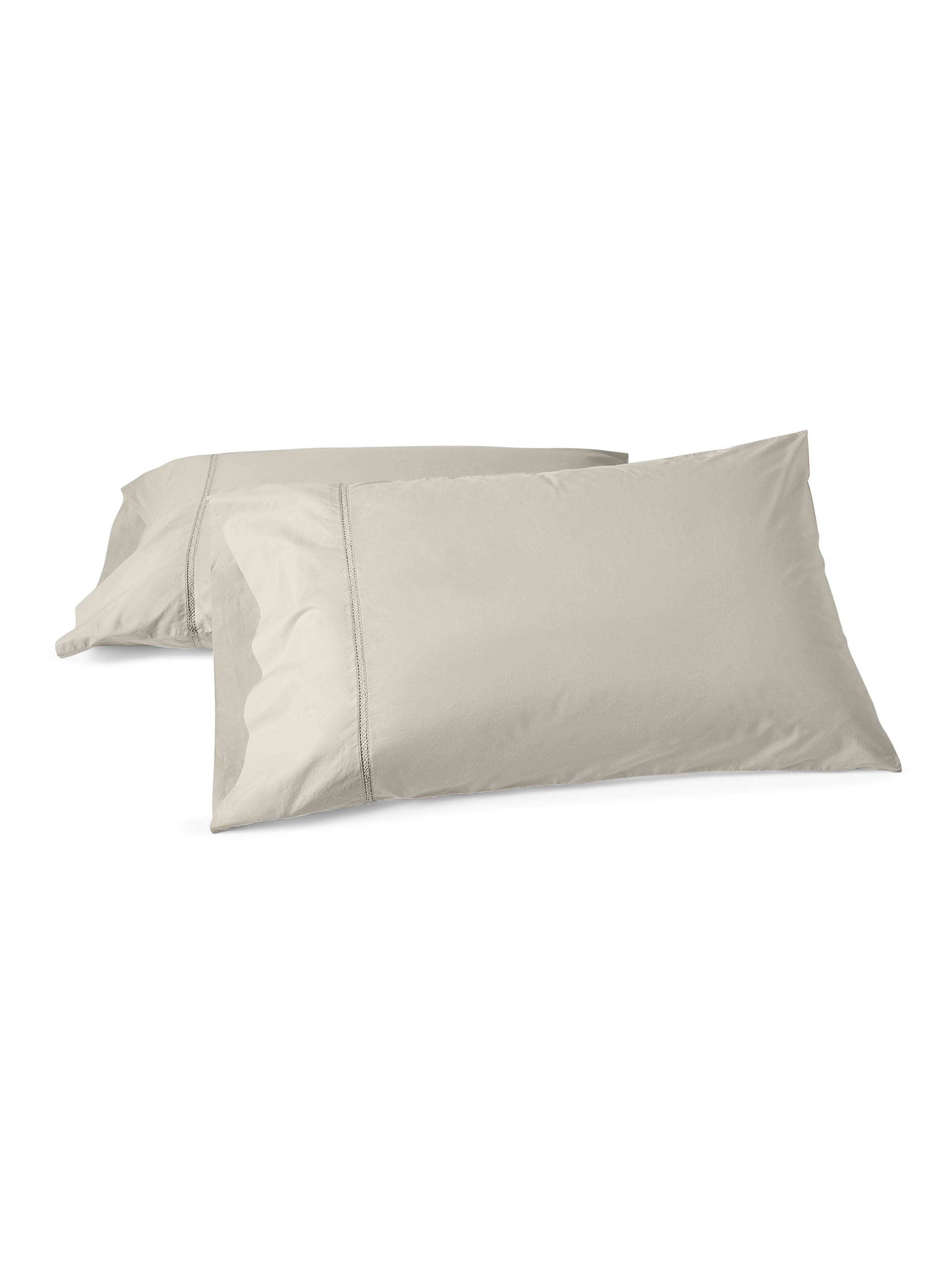 Coyuchi Lattice Organic Percale Pillowcase Set - Stone King