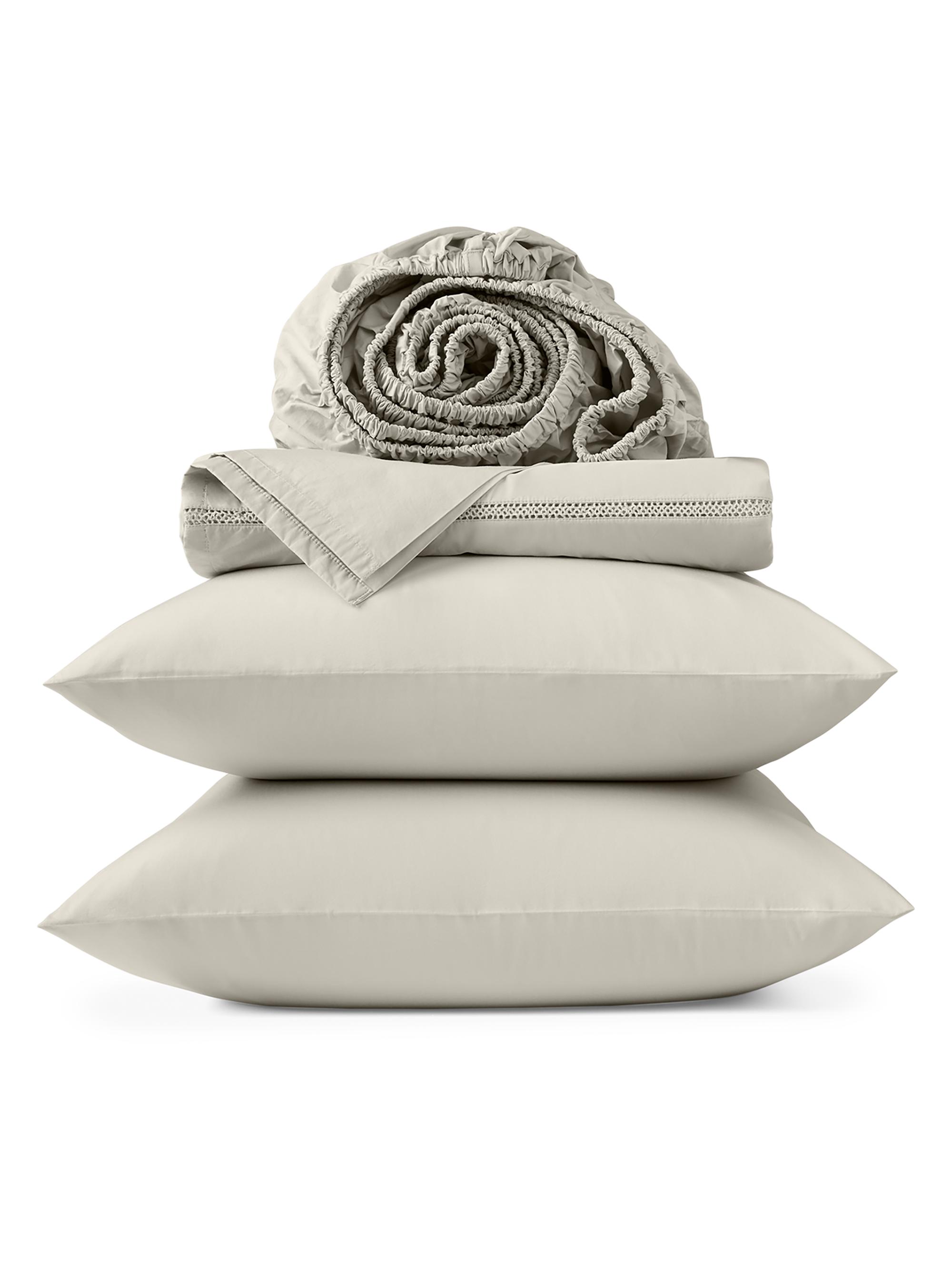 Coyuchi Lattice Organic Percale Sheet Set - Stone California King