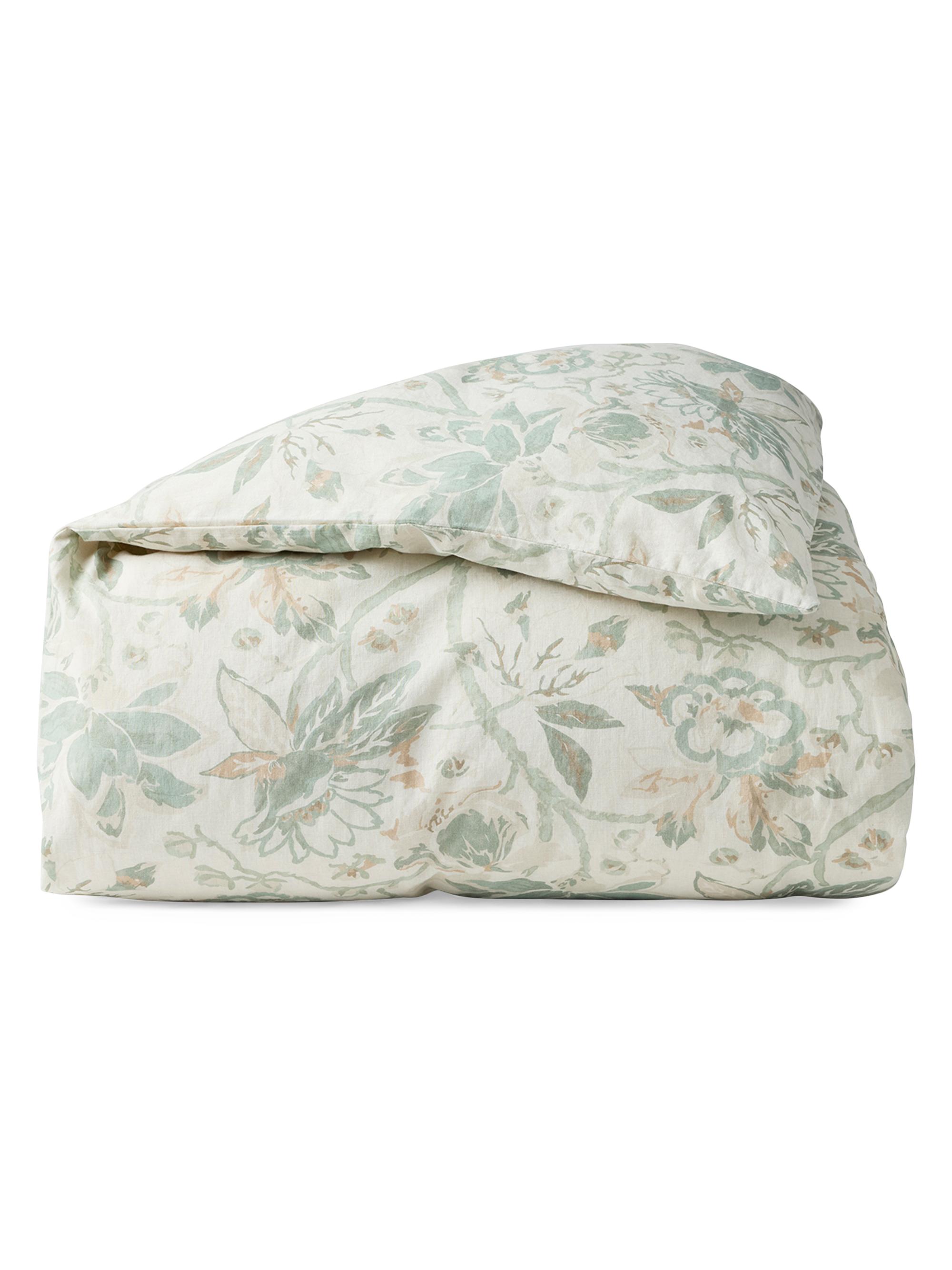 Coyuchi Sea Bloom Print Duvet Cover - Sage Natural King