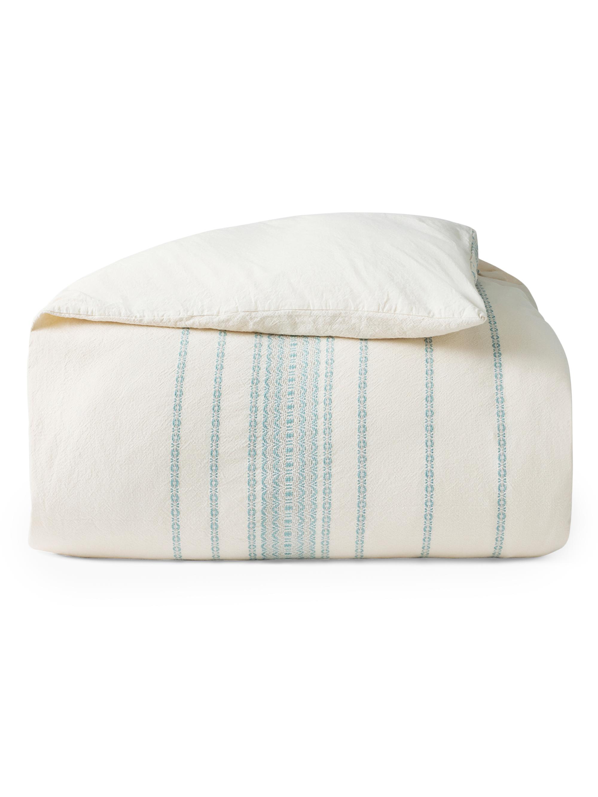 Coyuchi Rippled Stripe Organic Duvet Cover - Surf Undyed King