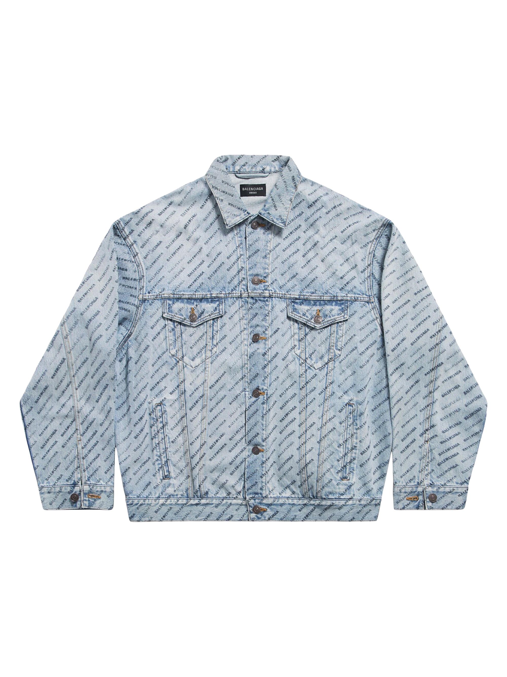 Balenciaga Stencil Allover Large Fit Jacket - Light Blue