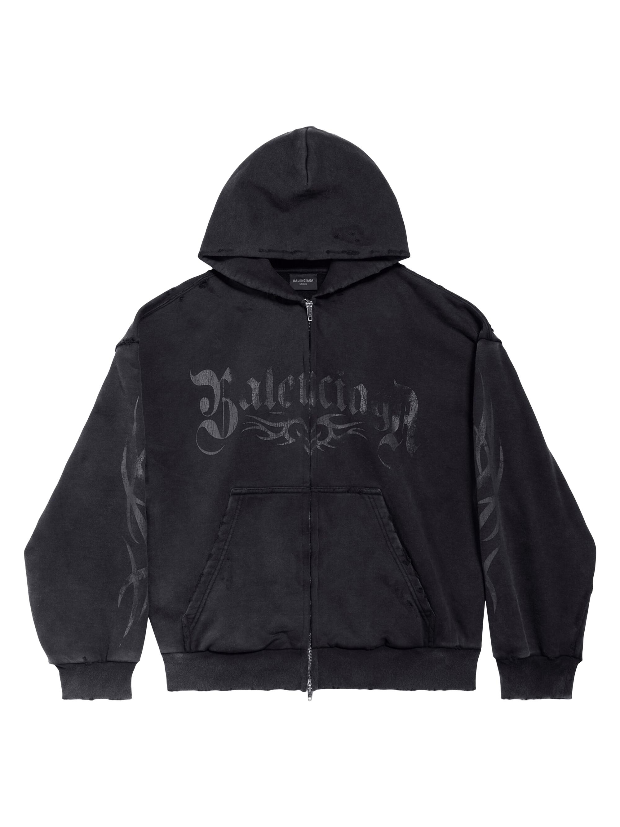 Balenciaga Tacky Zip-Up Hoodie Regular Fit - Black
