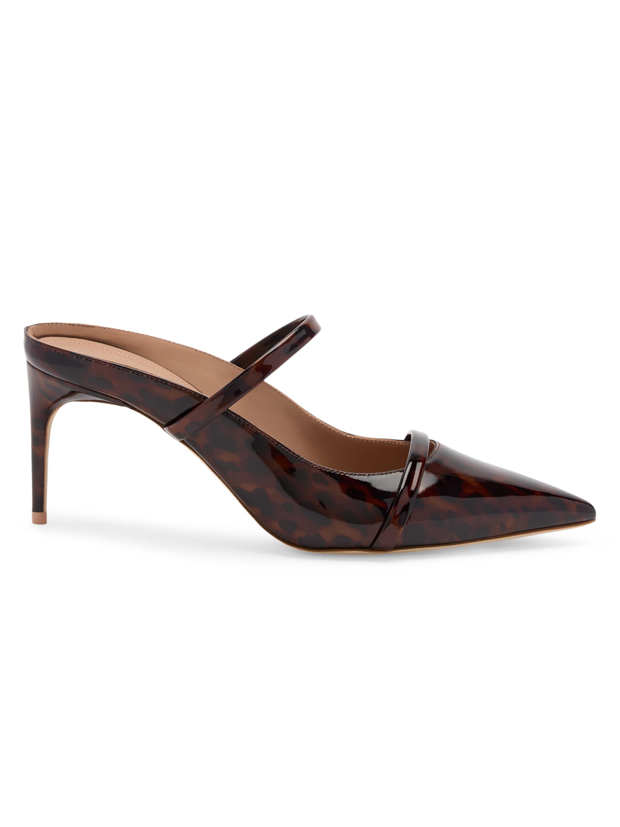 Malone Souliers Women's Aurora 0MM Leopard Patent Leather Mules - Brown