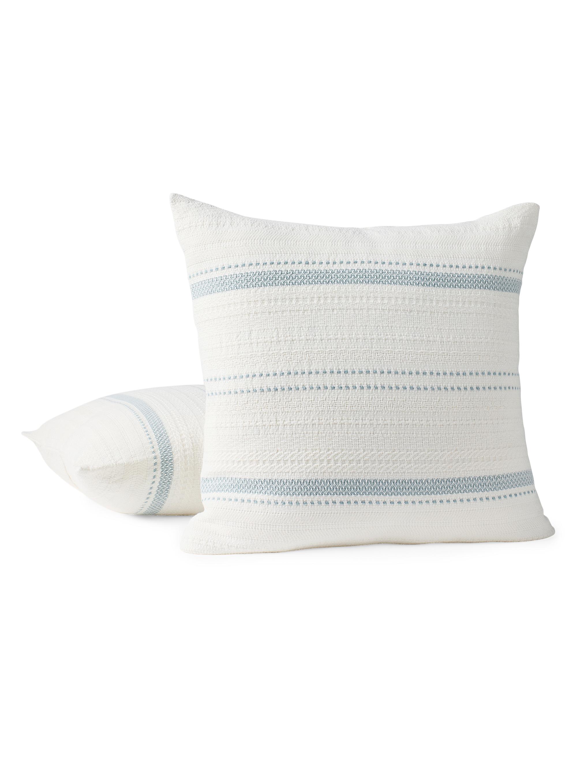 Coyuchi Bonita Organic Decorative Pillow Cover - Pacific Blue Soft White